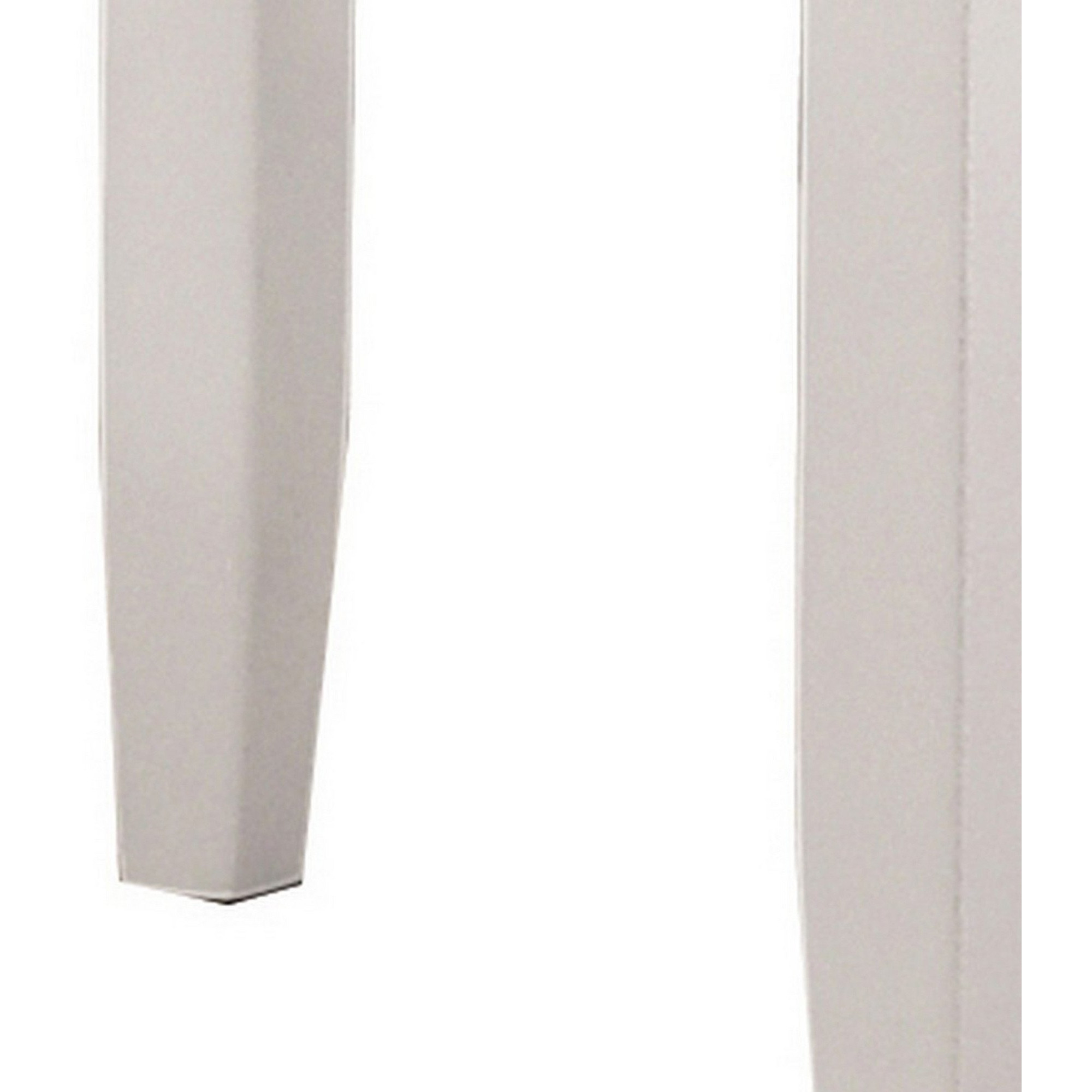 18 Inch Vanity Stool, Foam Cushion, White Frame, Metallic Gray Faux Leather