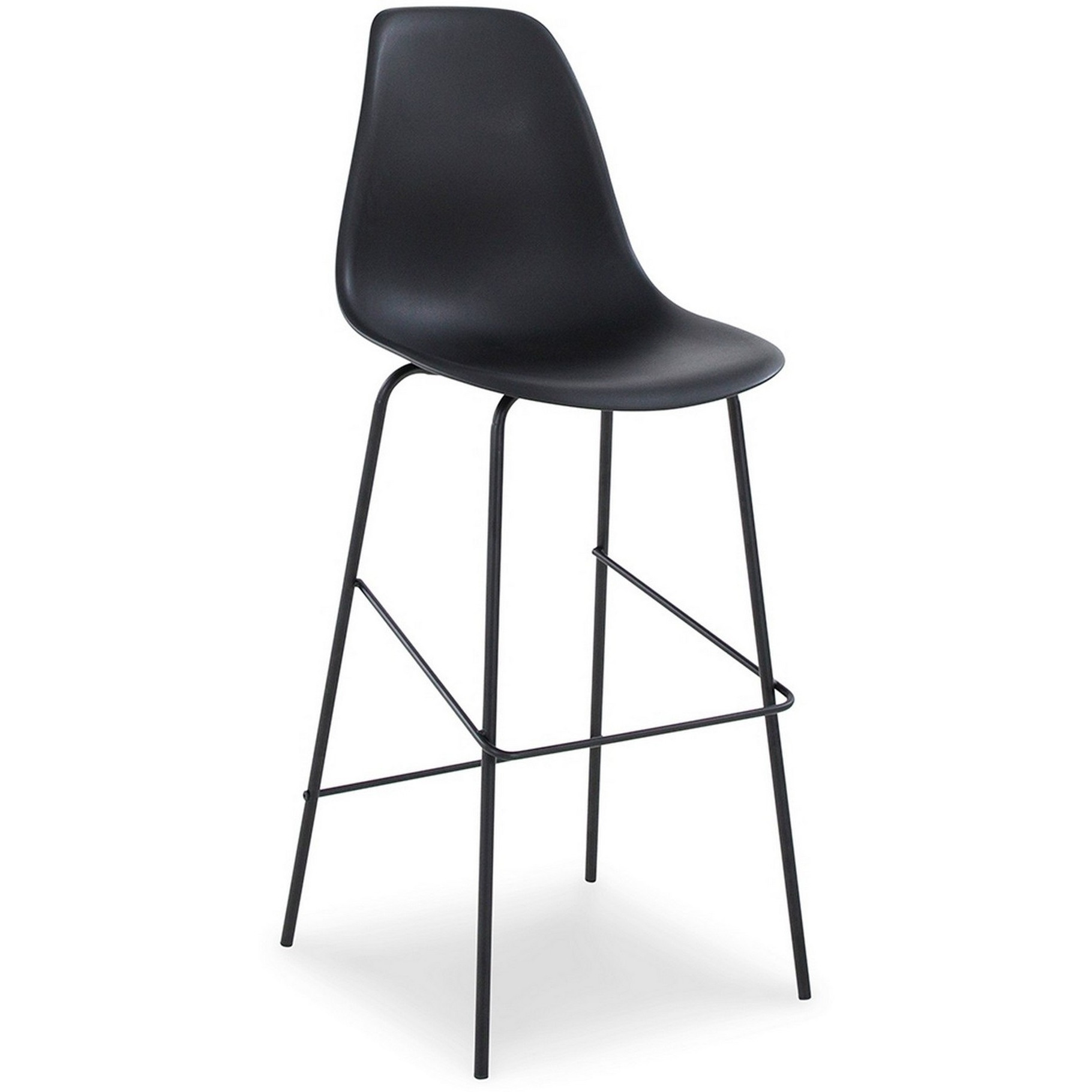 Mira 30 Inch Barstool, Set of 2, Curved Bucket Seat, Black Metal Frame