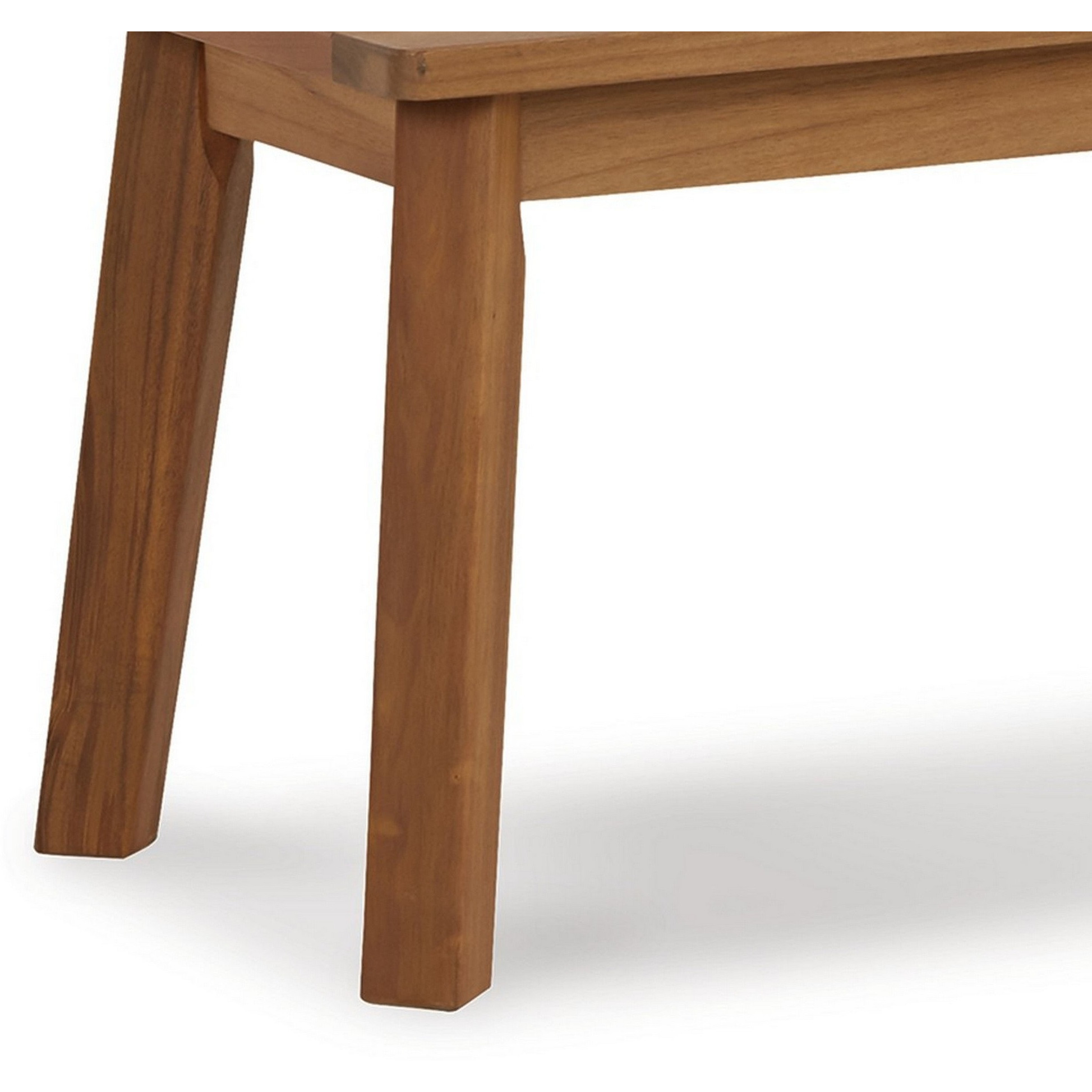 47 Inch Rectangular Bench, Natural Acacia Wood, Slatted Seat, Angled Legs