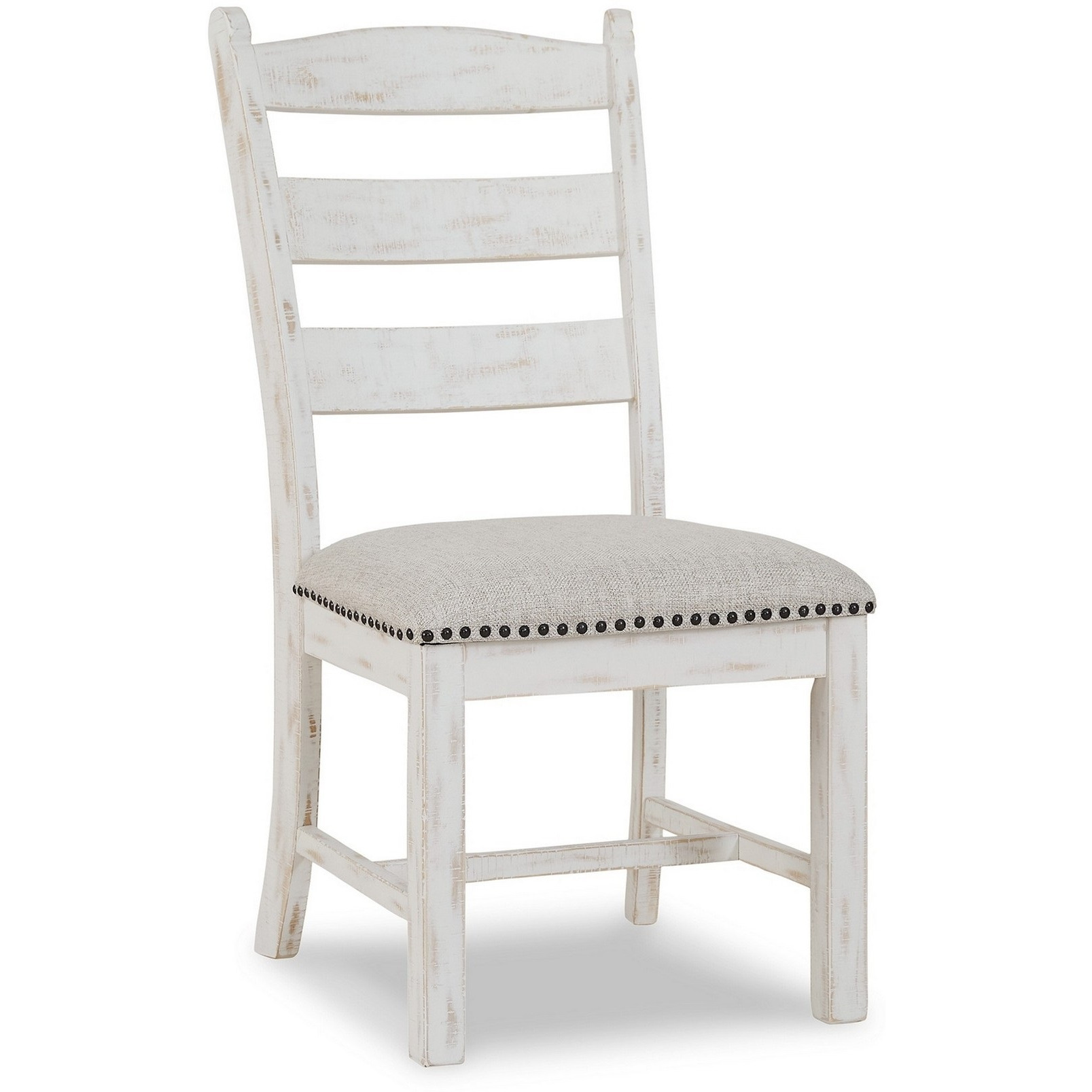 Zane 20 Inch Dining Chair, Set of 2, Beige Polyester Seat, Antique White