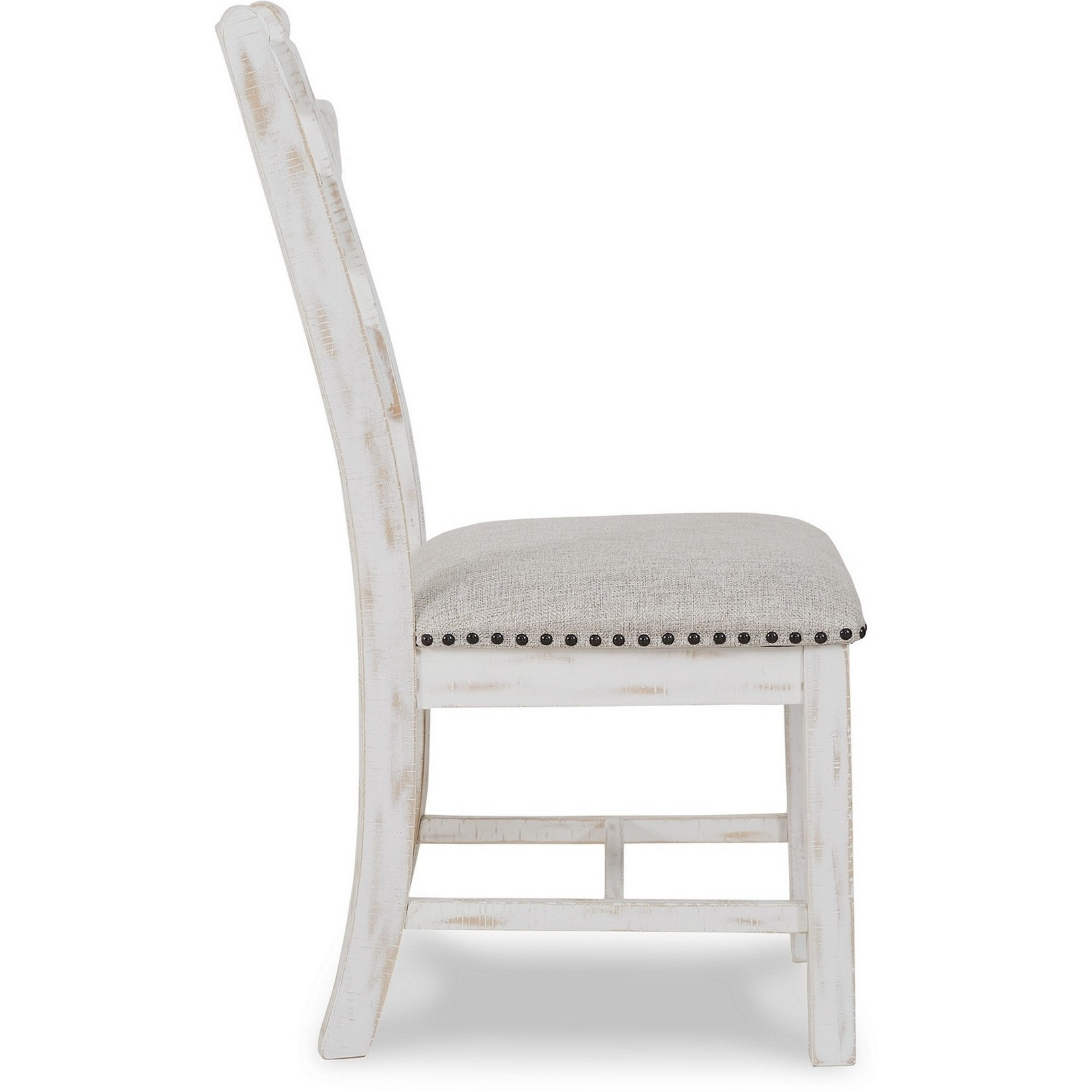 Zane 20 Inch Dining Chair, Set of 2, Beige Polyester Seat, Antique White