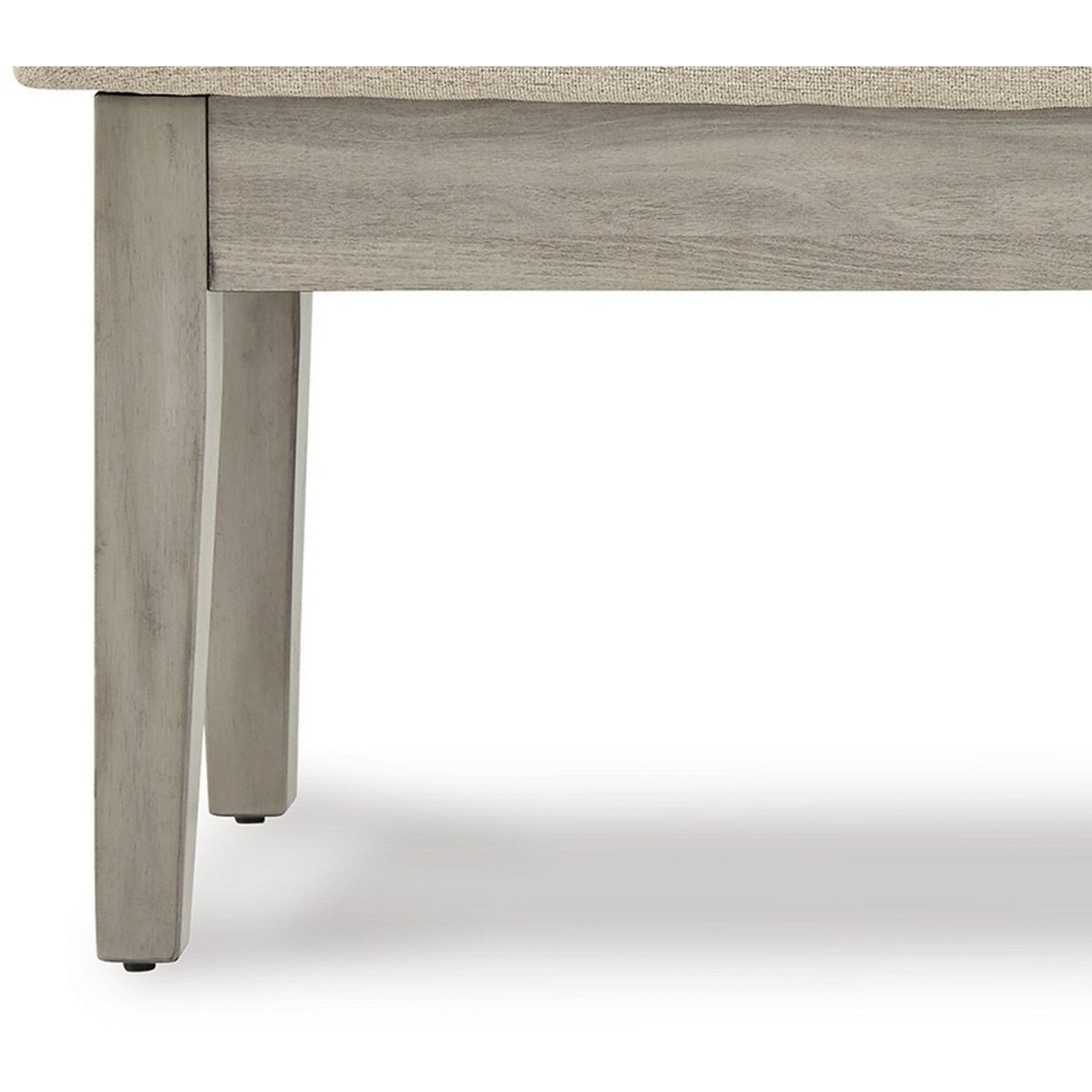 49 Inch Storage Bench, Tapered Block Legs, Beige Textured Fabric Seat