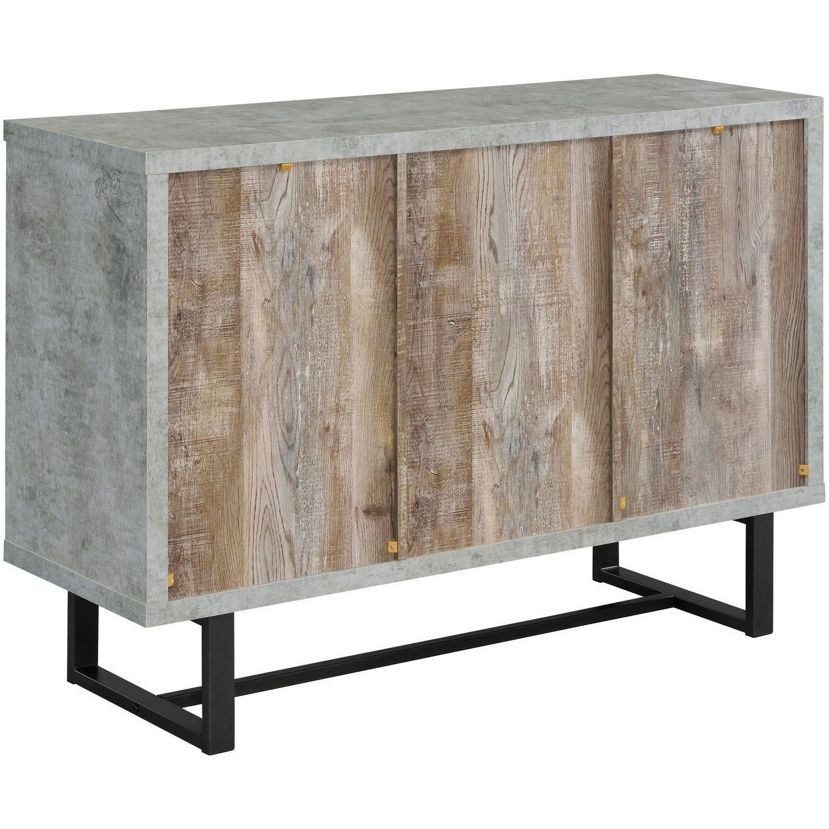 47 Inch 3 Drawer Sideboard Console Cabinet, Sled Legs, Gray Faux Concrete