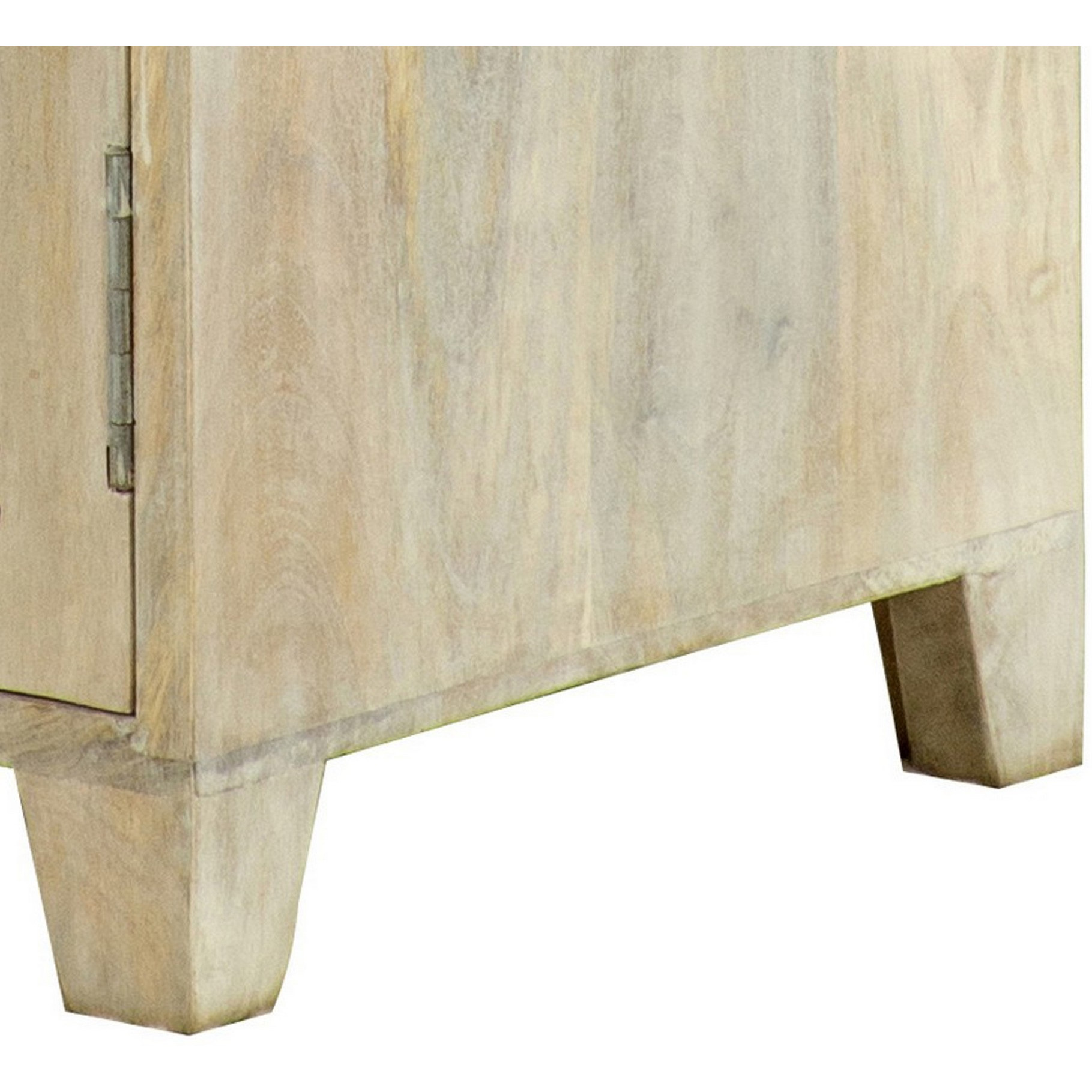 22 Inch 1 Drawer Accent Cabinet, Lattice Cut Outs on Front, Whitewash Wood