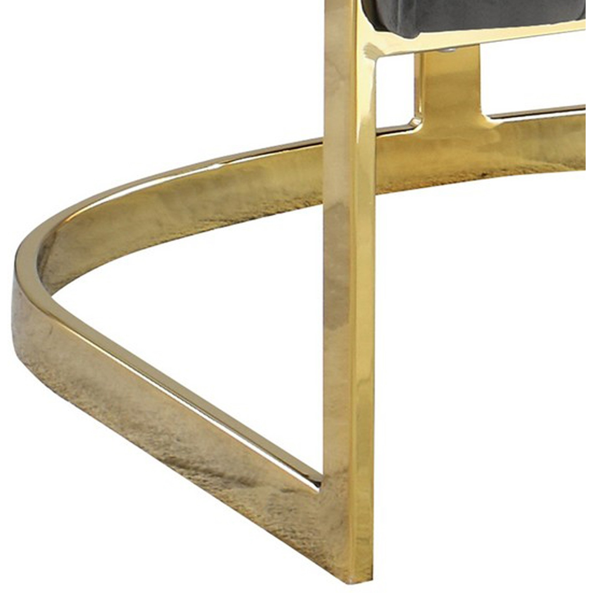 30 Inch Barrel Foam Accent Chair, Brushed Gold Floating Base, Gray Velvet