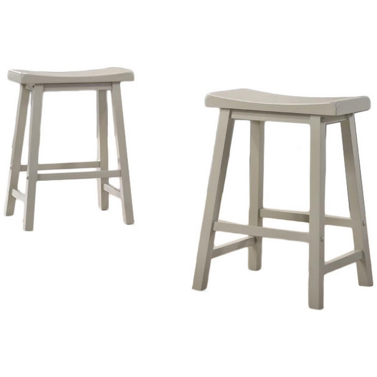 24 Inch Ergonomic Counter Height Stool, Set of 2, Curved Saddle Seat, Gray