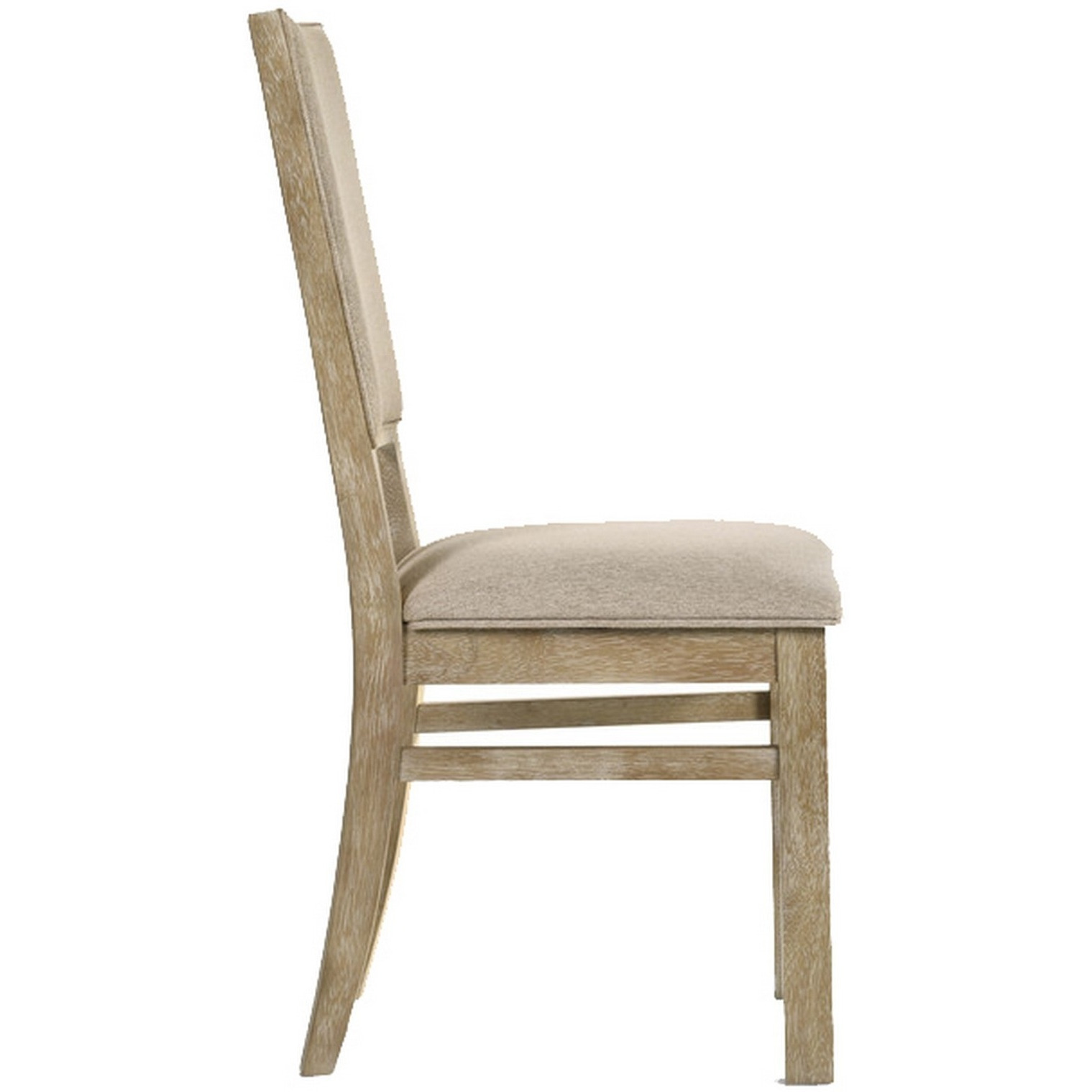 22 Inch Wood Dining Chairs Set of 2, Beige Cushioning, Slatted Low Back