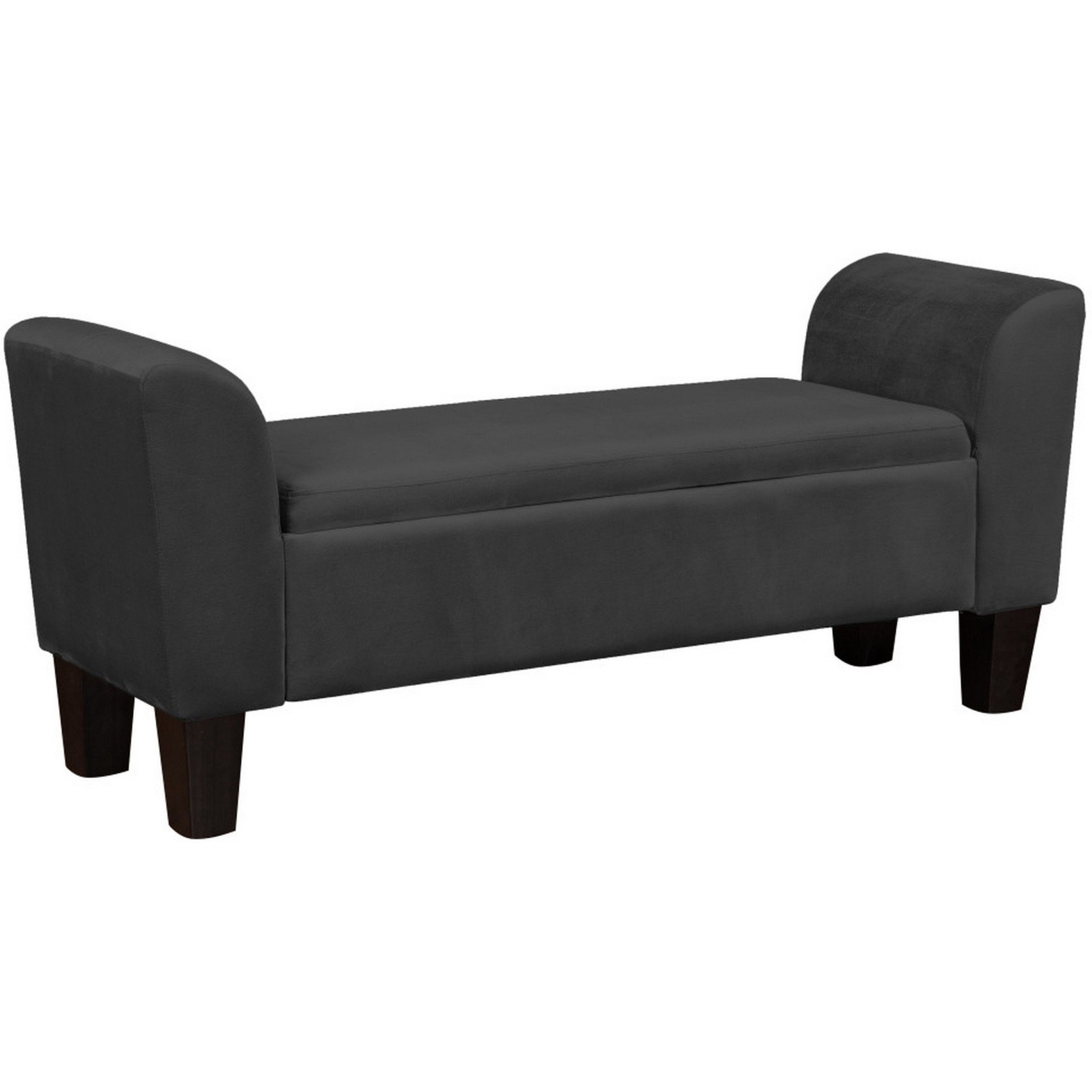 55 Inch Accent Storage Bench with Performance Velvet Upholstery, Black