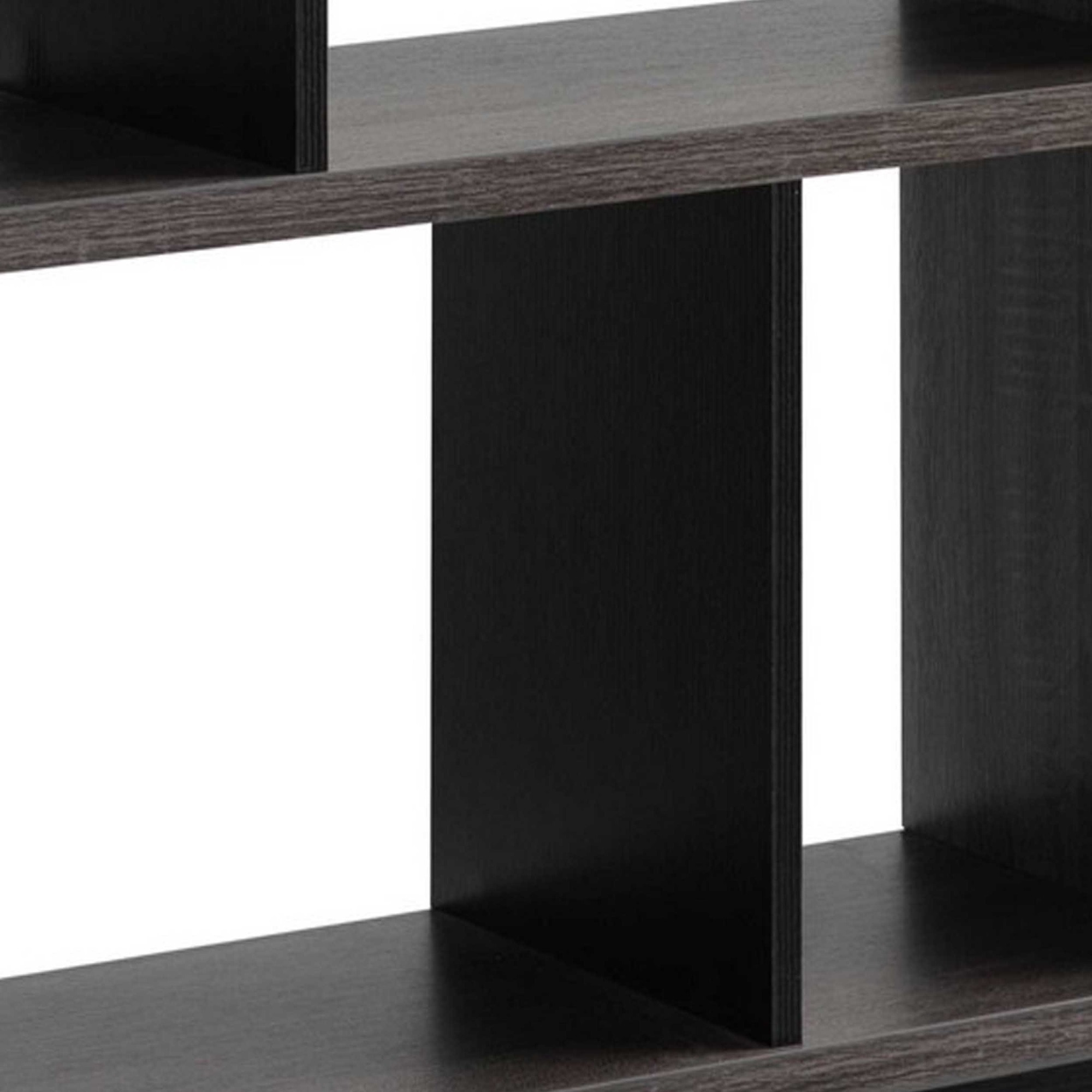 65 Inch Modern Bookcase, Four Shelves with Dividers, Flared Legs, Gray