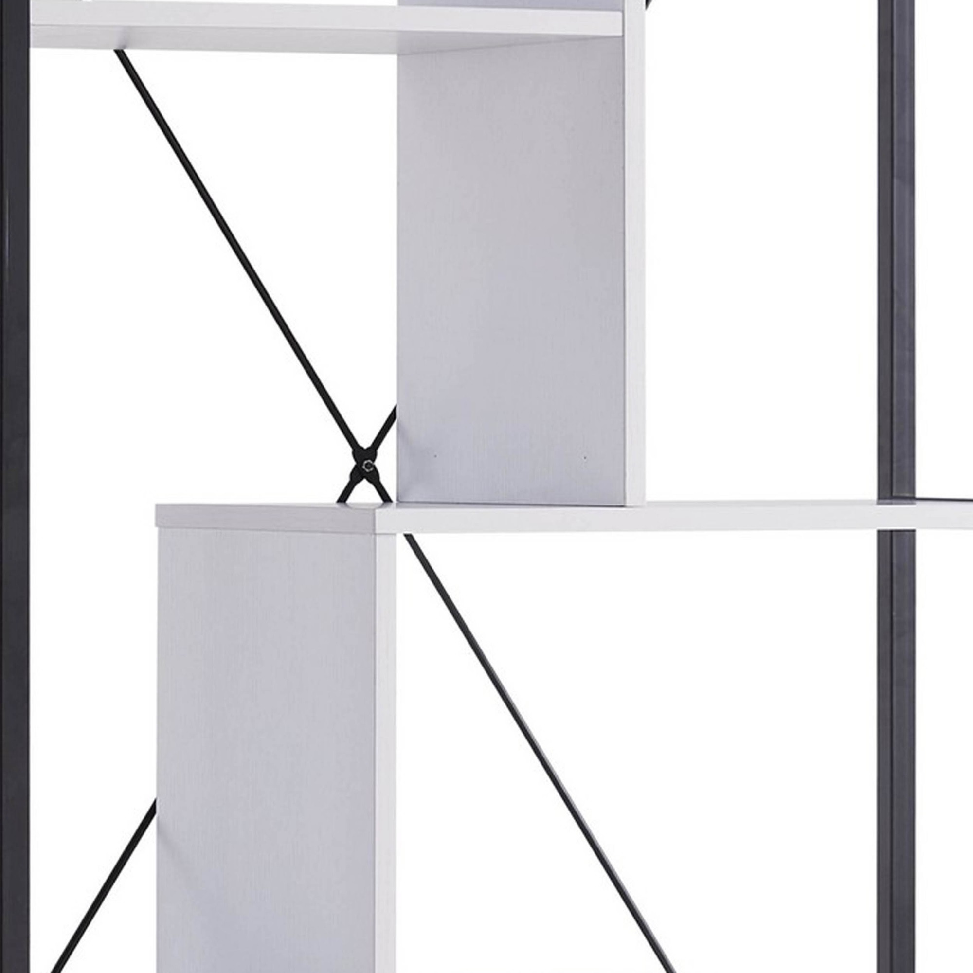 Viola 71 Inch Modern Display Cabinet with 7 Shelves, Metal Frame, White