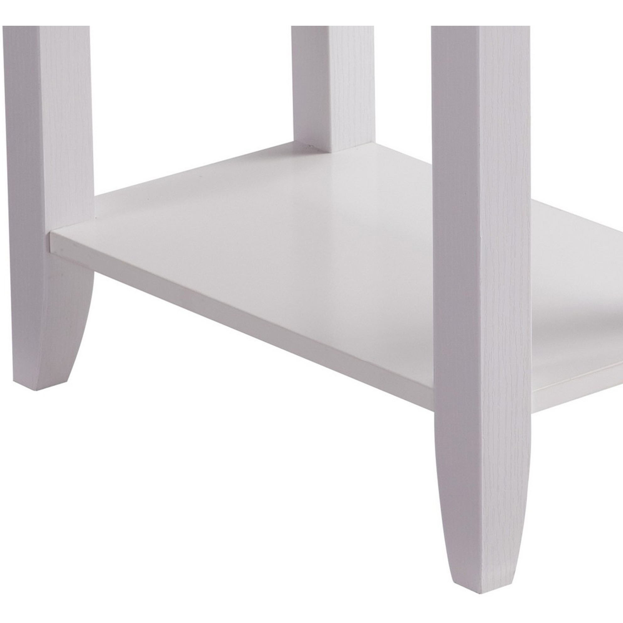 24 Inch Modern Chairside Table with Extendable Drawer and Cupholders, White