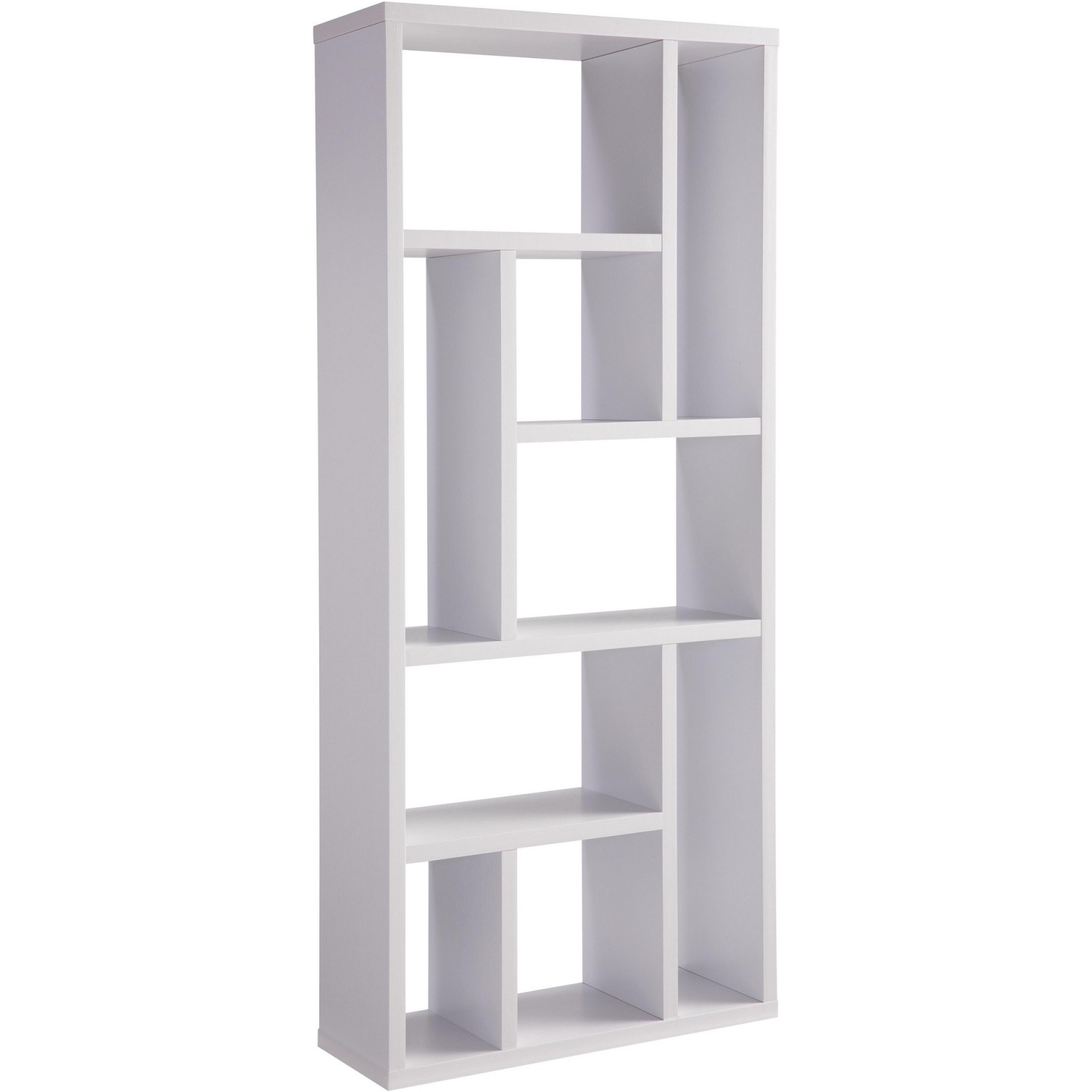 Asa 71 Inch Modern Display Bookshelf, 9 Multi Level Shelves, White Finish