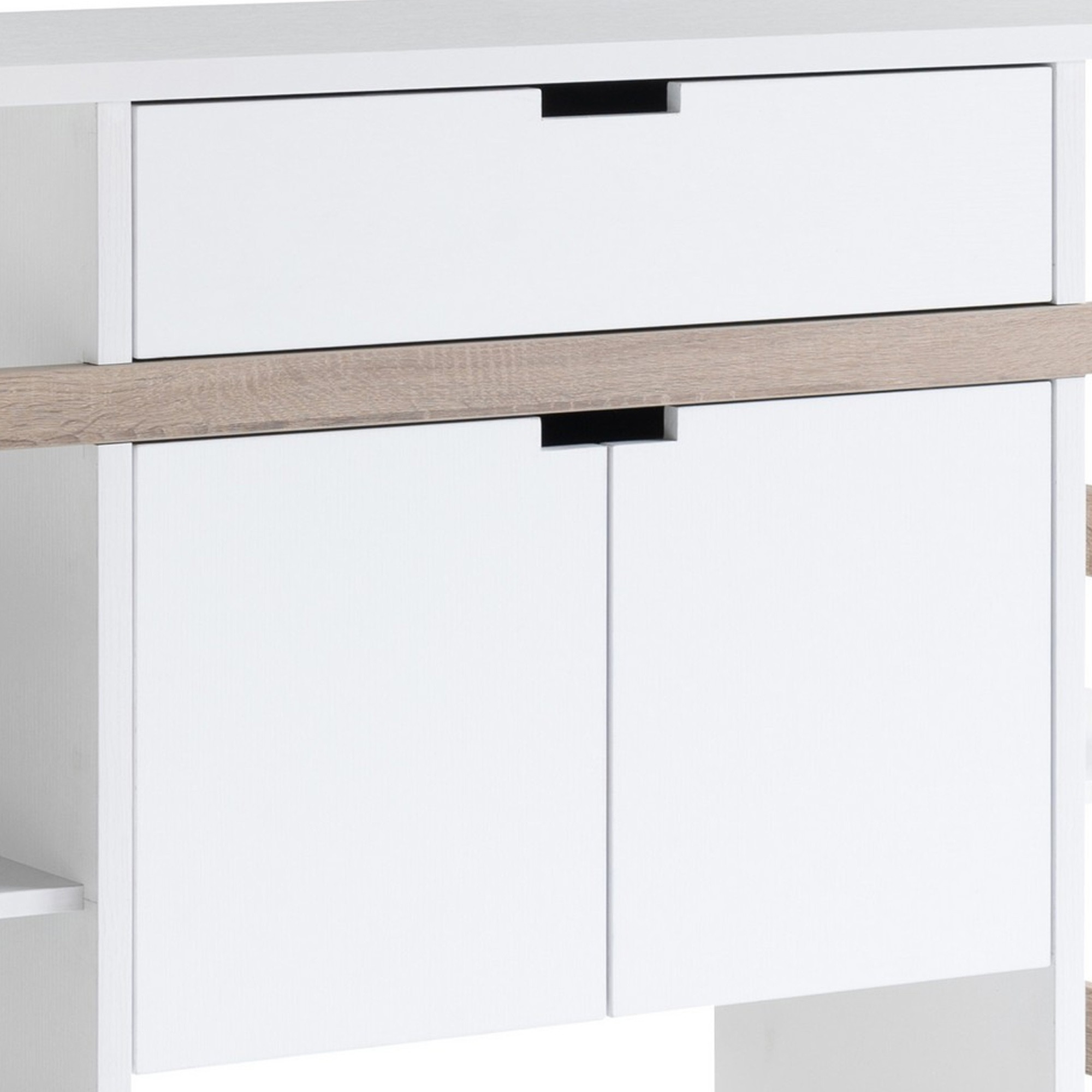 47 Inch Serving Cabinet Buffet Sideboard Console, 4 Shelves, White, Gray