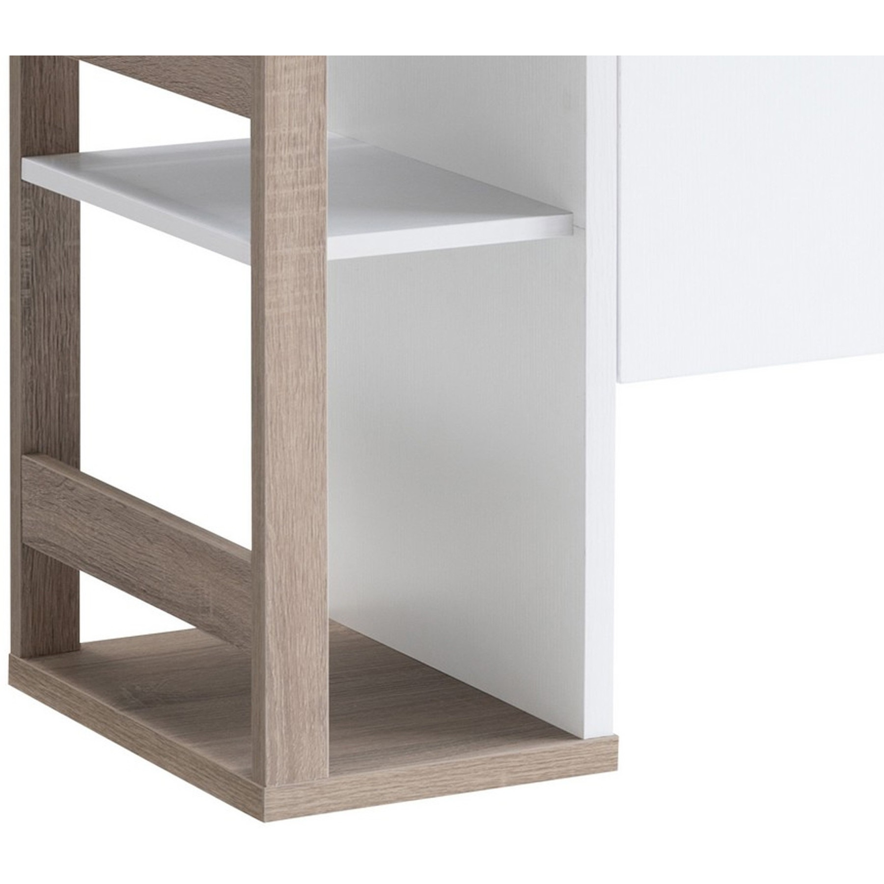 47 Inch Serving Cabinet Buffet Sideboard Console, 4 Shelves, White, Gray