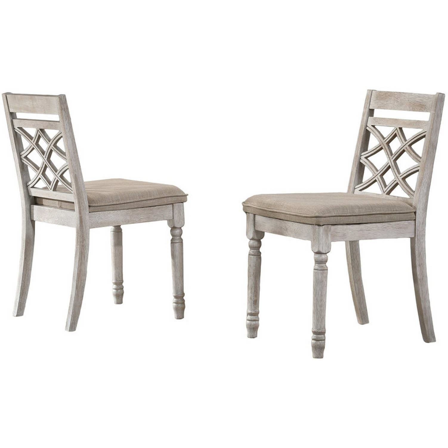 19 Inch Dining Chairs, Cross Back Design with Padded Seats, Set of 2, White