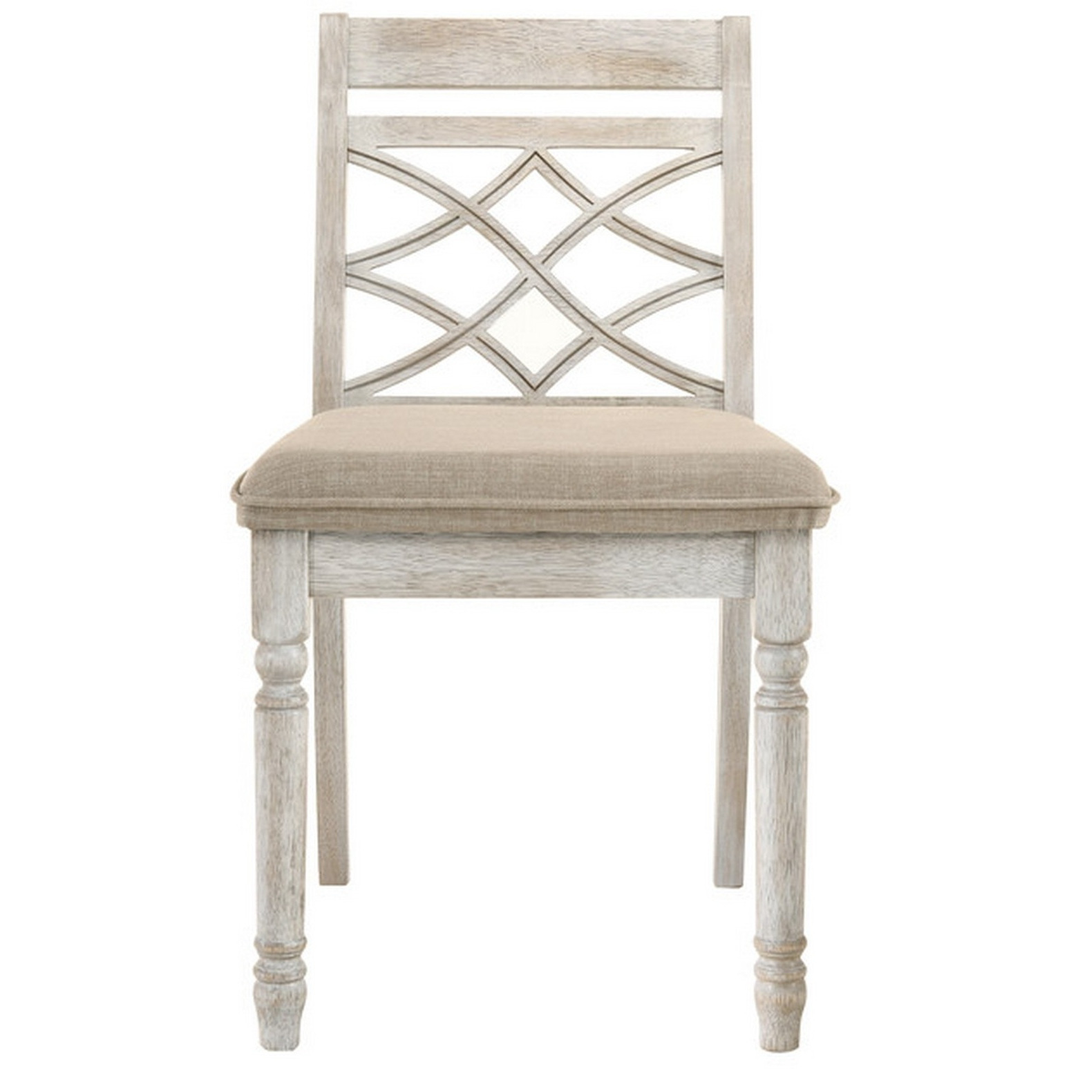 19 Inch Dining Chairs, Cross Back Design with Padded Seats, Set of 2, White