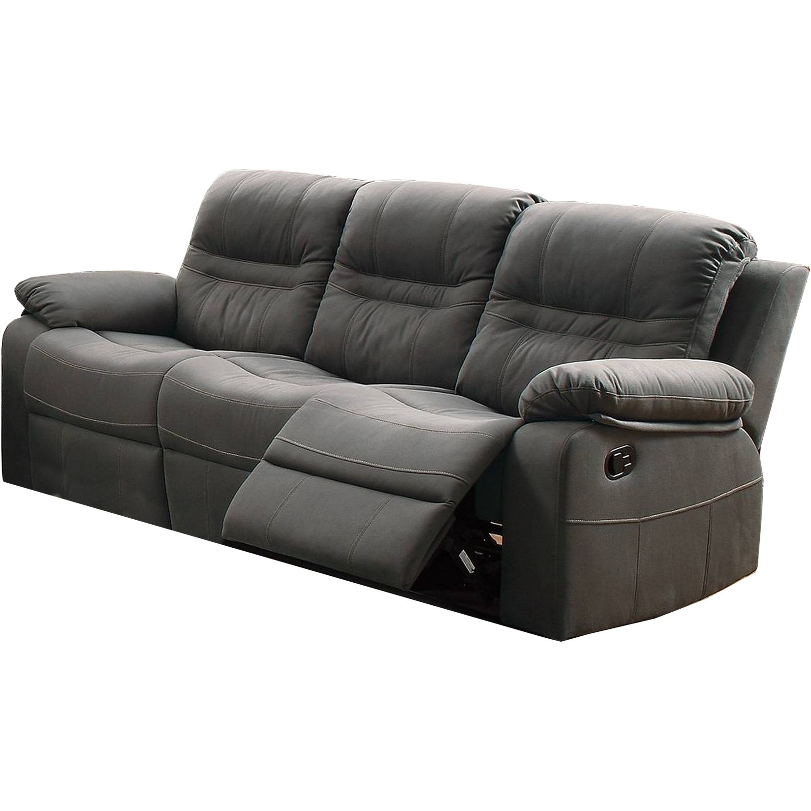 84 Inch Manual Recliner Sofa, USB Charging Port, Slate Blue Faux Leather