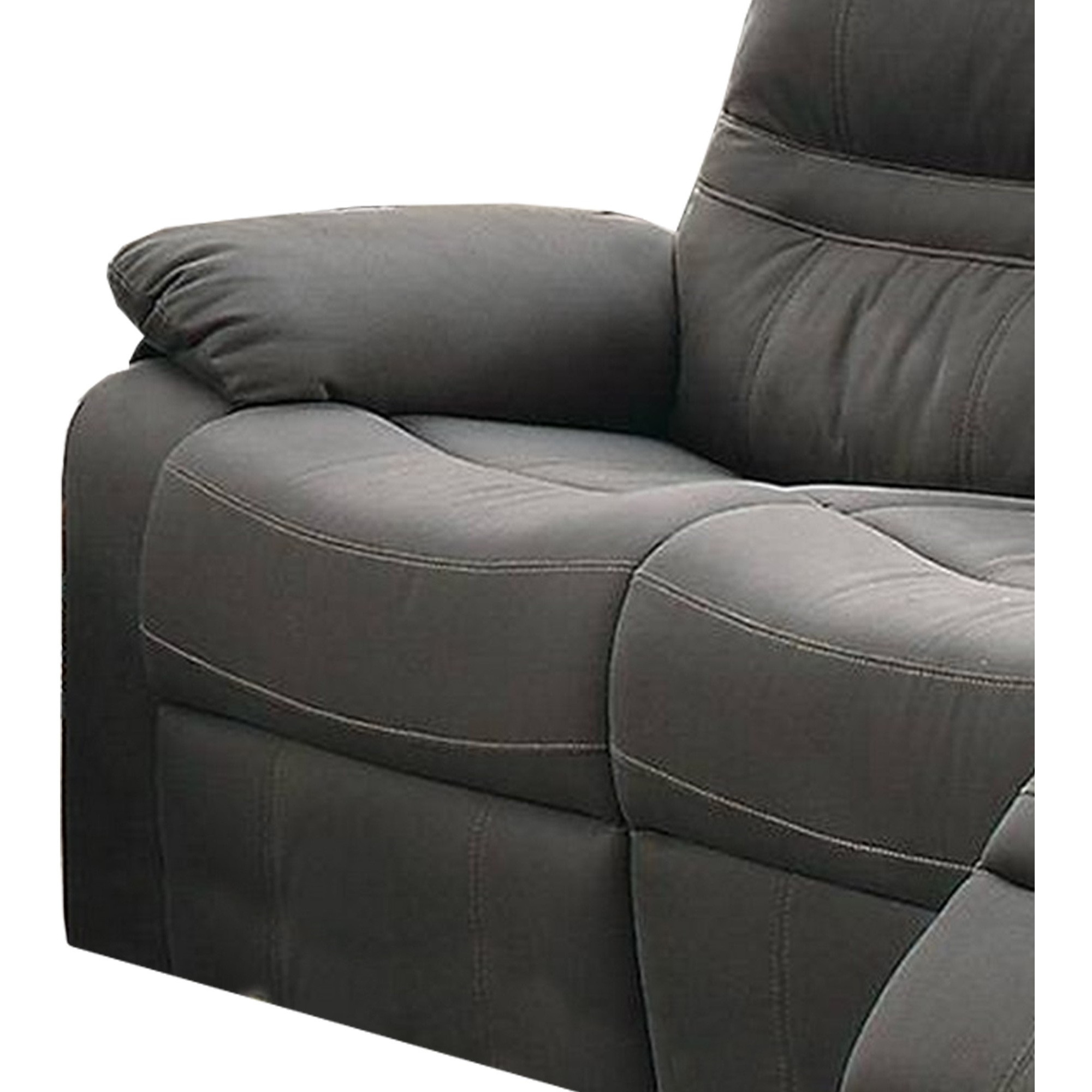 84 Inch Manual Recliner Sofa, USB Charging Port, Slate Blue Faux Leather