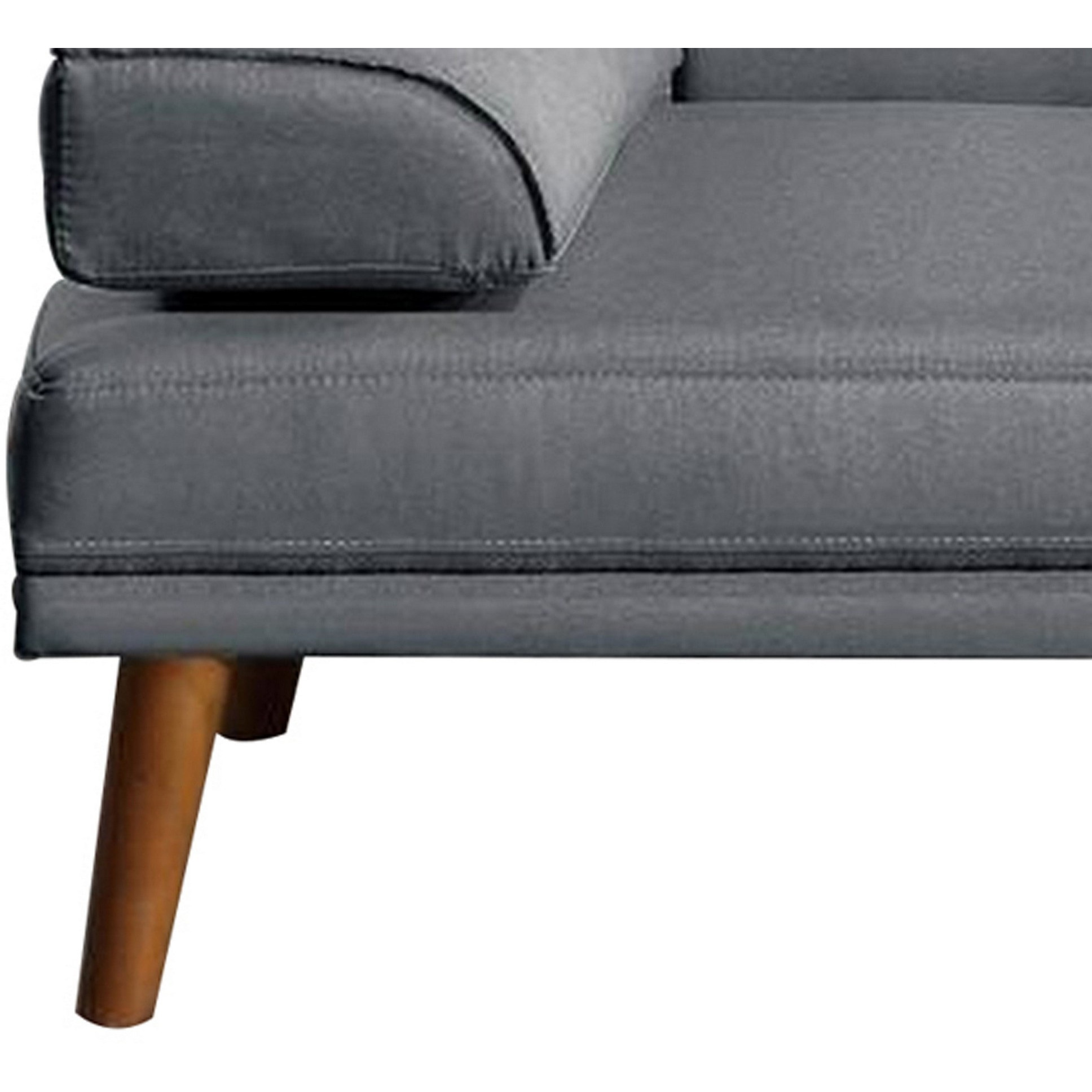 Gina 71 Inch Adjustable Futon Sofa Bed, Square Tufted, Tapered Legs, Gray