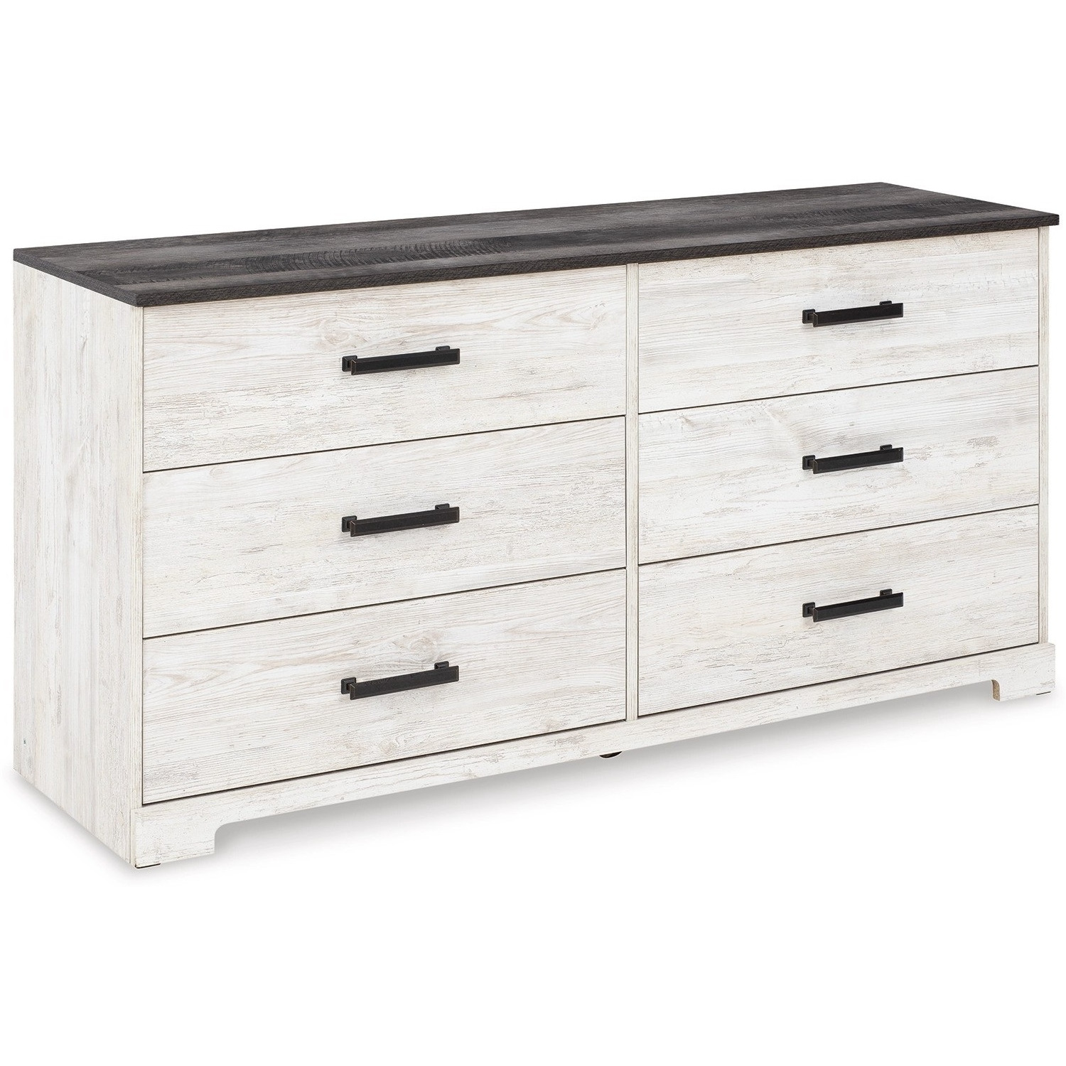 Wisp 59 Inch Wood Dresser, 6 Gliding Drawers, Rustic Crisp White Finish