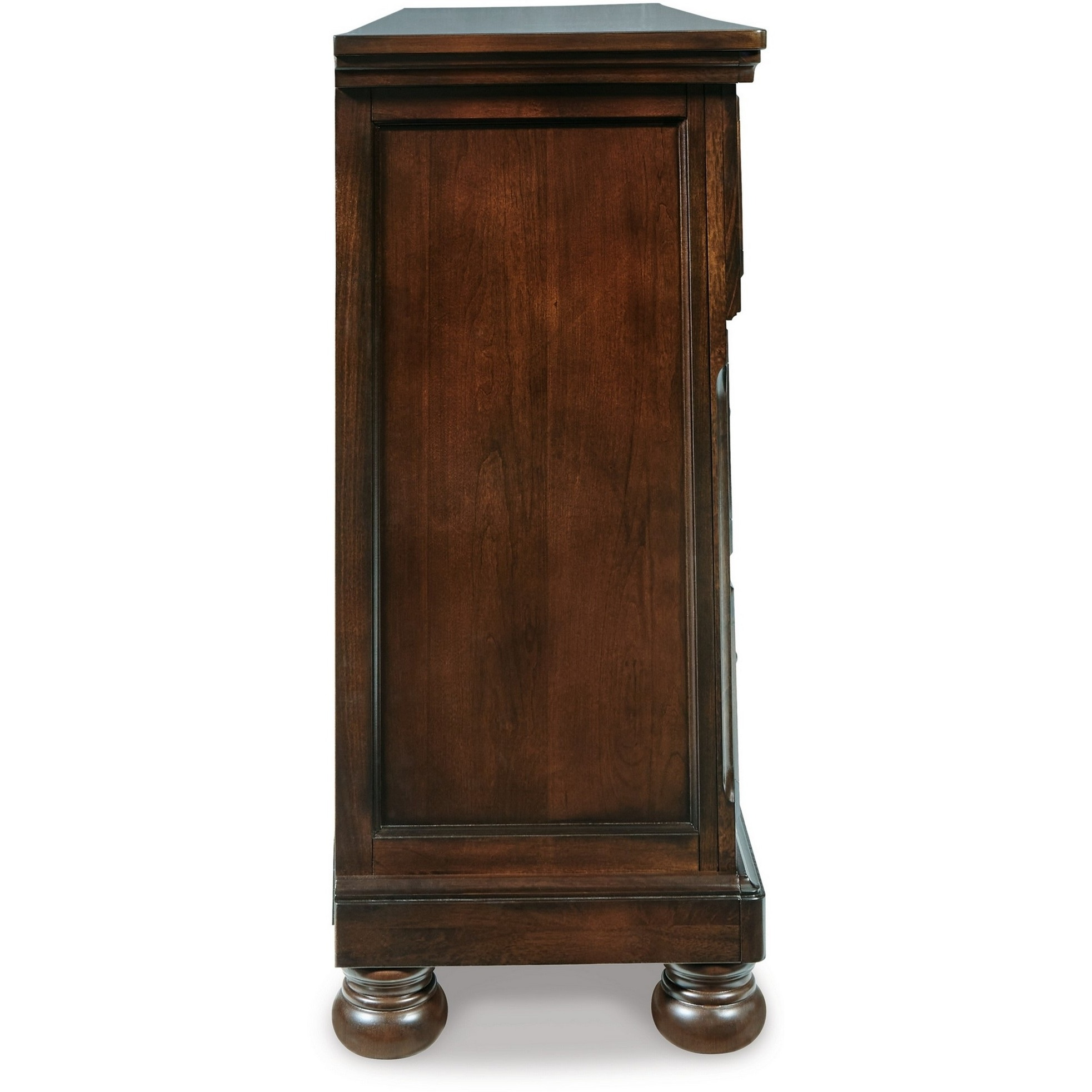 Fray 66 Inch Traditional Dresser, Rustic Brown Wood, 7 Drawers, Bun Feet