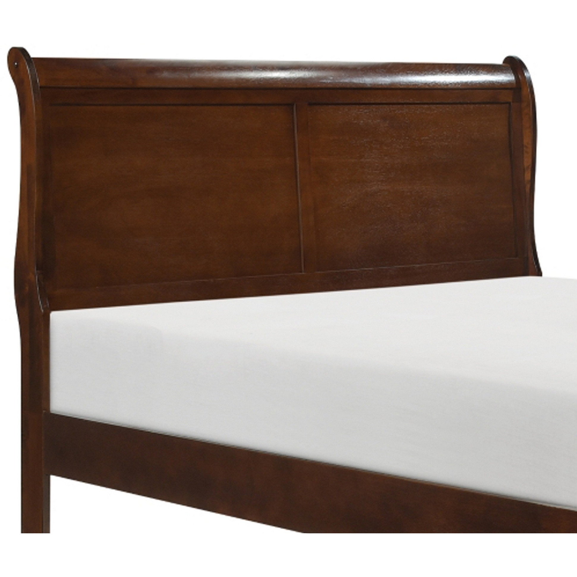 Gage Traditional Queen Sleigh Bed, Wood Frame, Rich Brown Cherry Finish