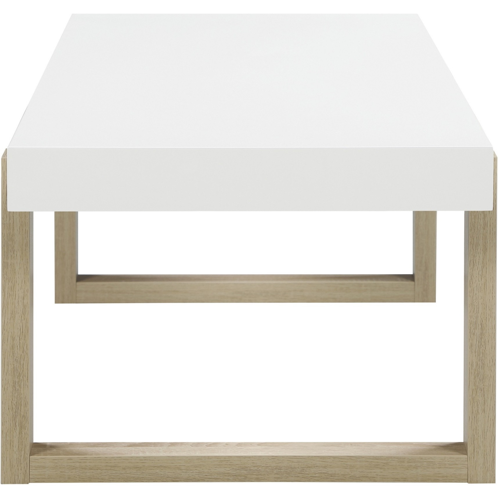 Shay 47 Inch Coffee Table, Thick Rectangular Tabletop, High Gloss White