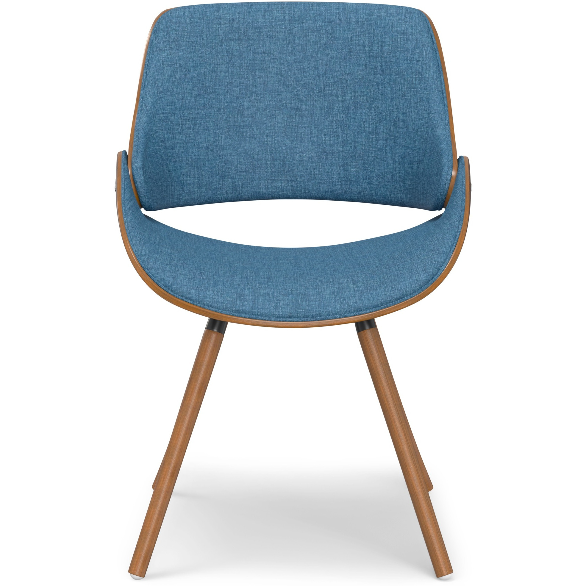 Malden Bentwood Dining Chair with Wood Back in Blue Linen Look Woven Fabric