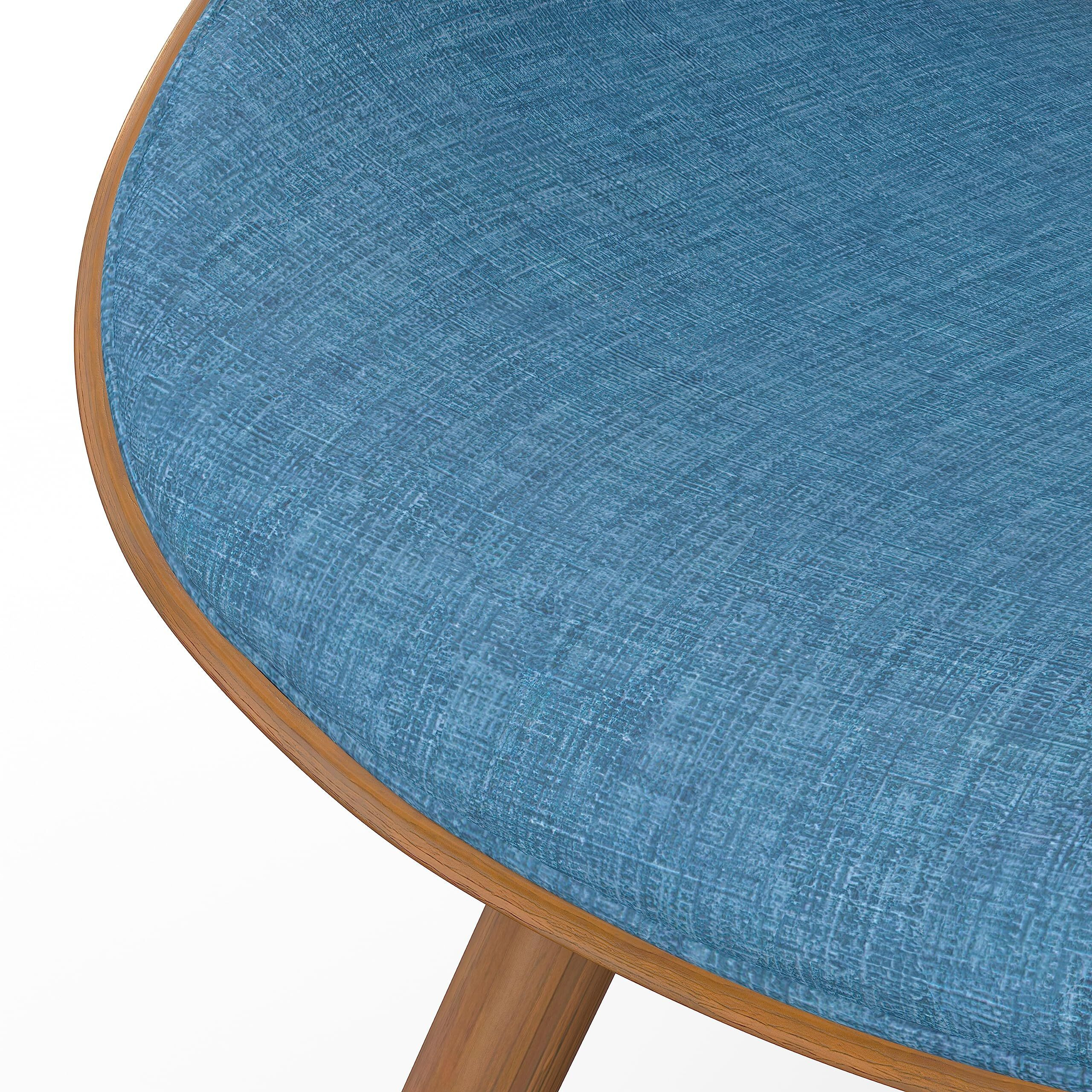 Malden Bentwood Dining Chair with Wood Back in Blue Linen Look Woven Fabric