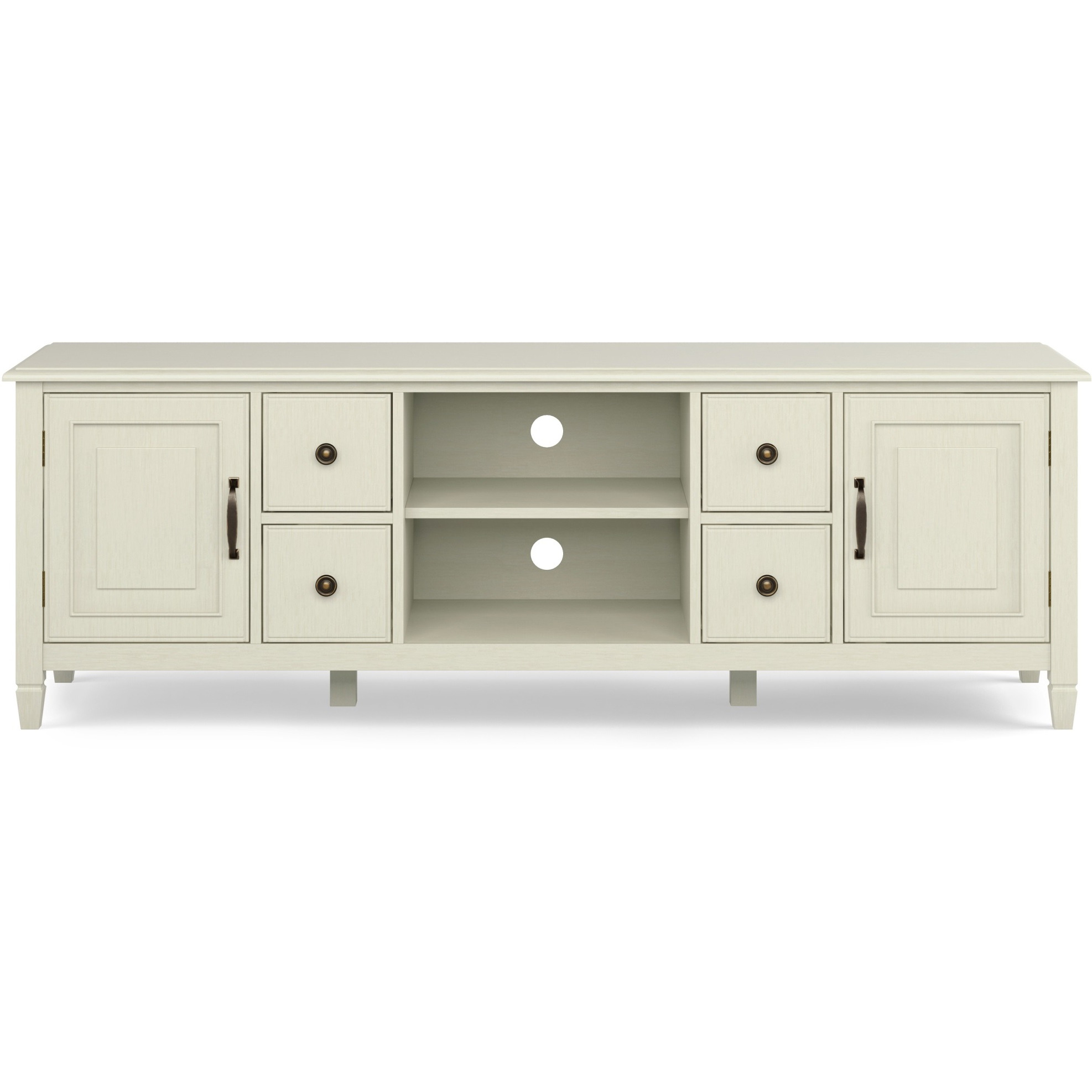 Connaught SOLID WOOD 72 inch Wide TV Stand in Antique White For TVs up to 80 inches