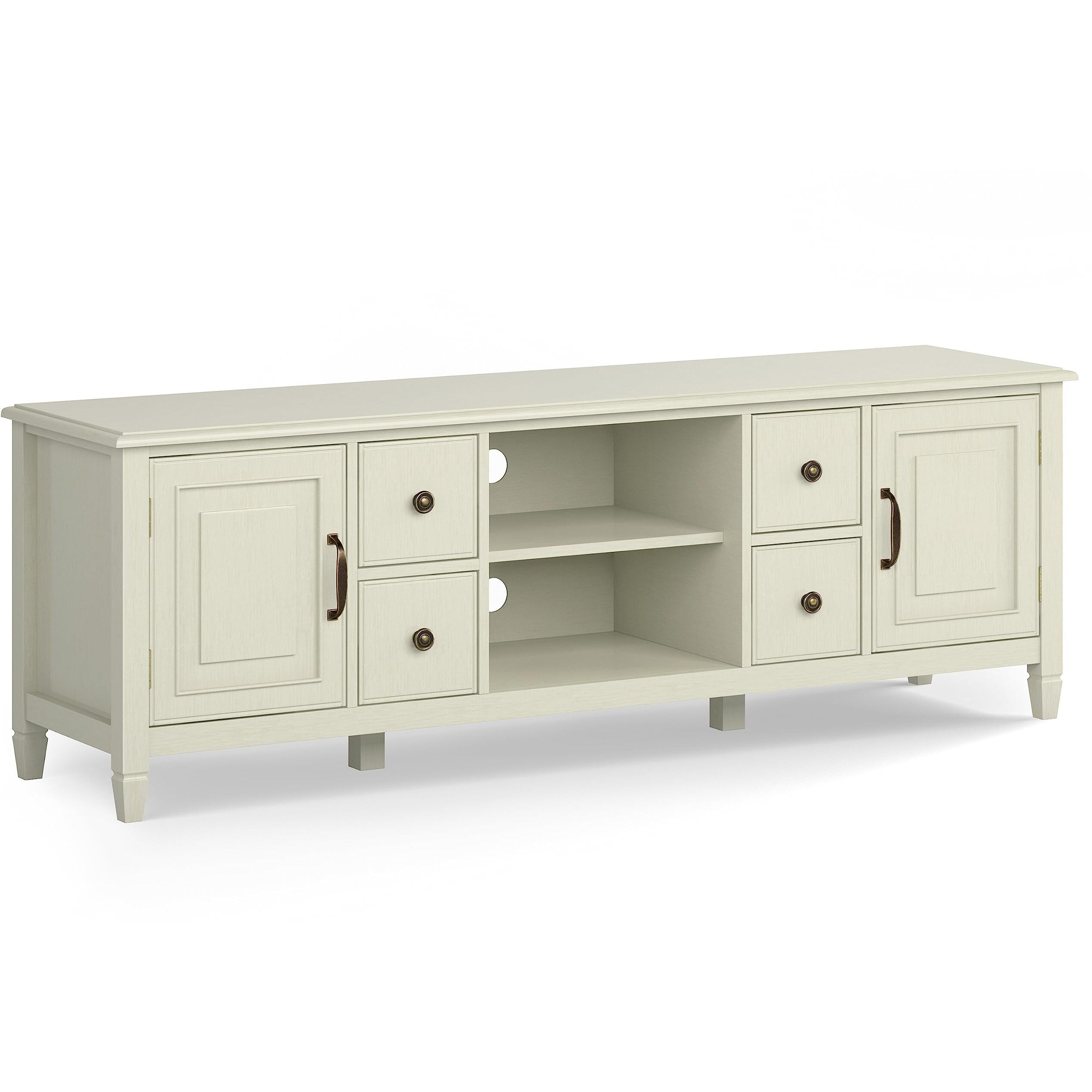 Connaught SOLID WOOD 72 inch Wide TV Stand in Antique White For TVs up to 80 inches
