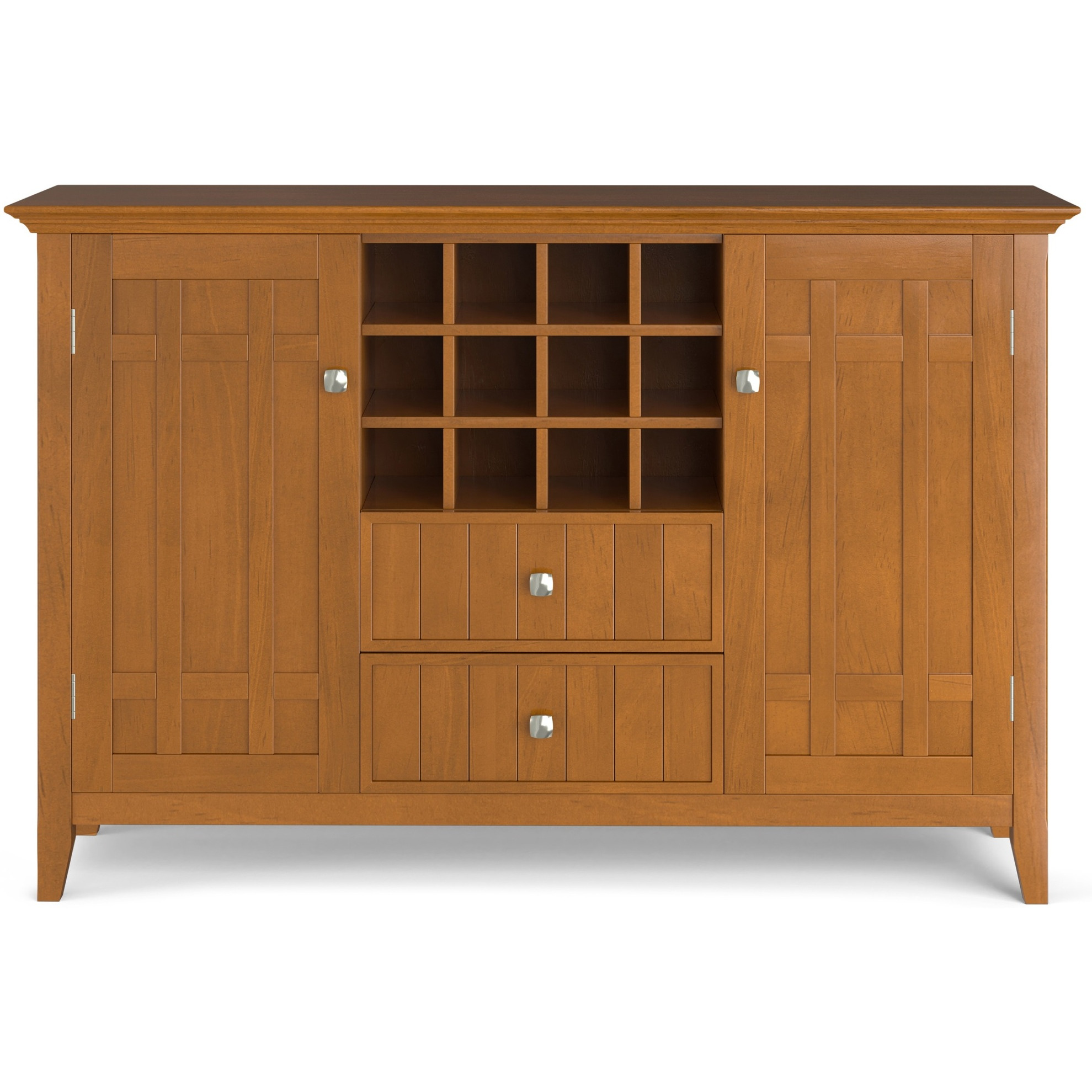 Bedford SOLID WOOD Sideboard Buffet and Wine Rack in Light Golden Brown