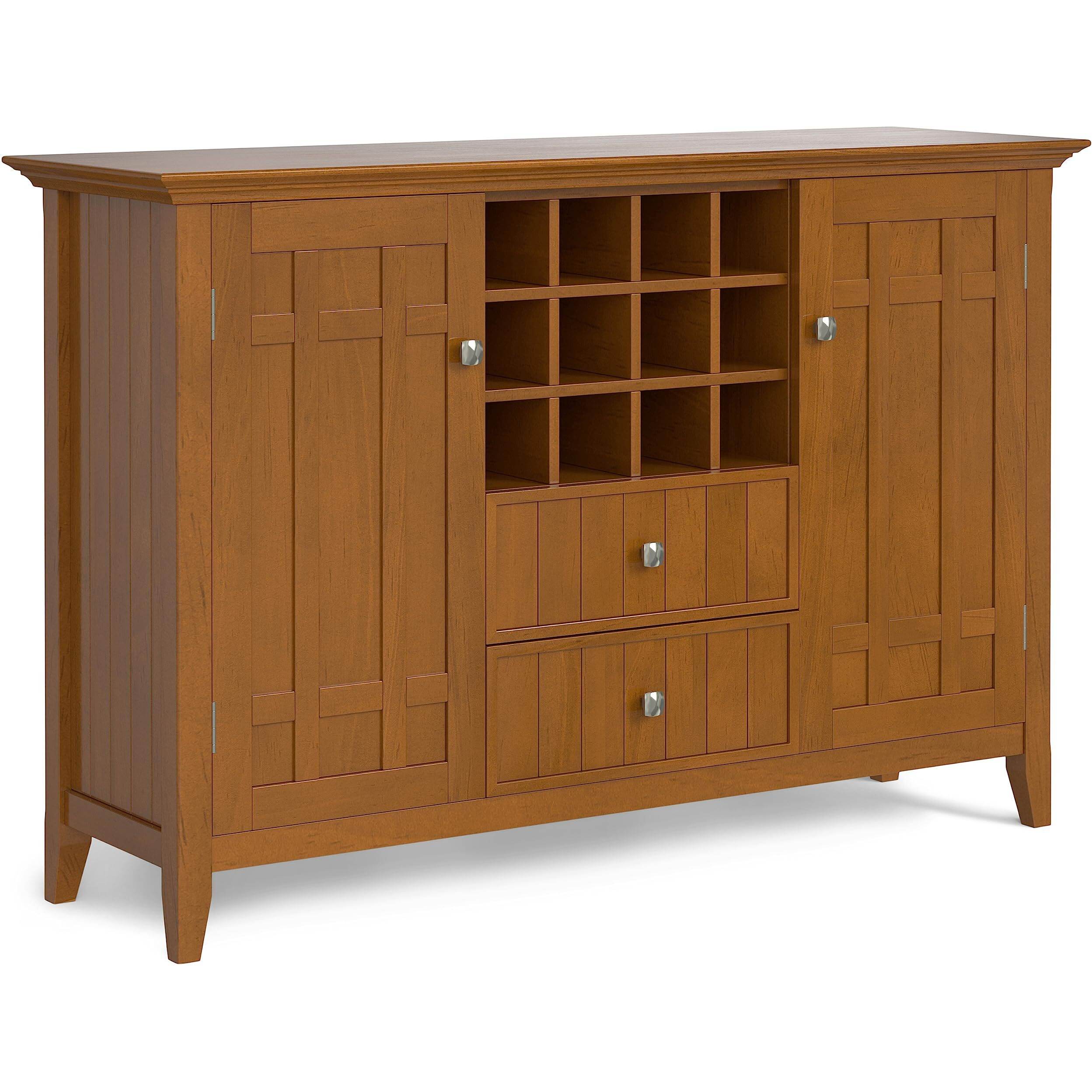 Bedford SOLID WOOD Sideboard Buffet and Wine Rack in Light Golden Brown