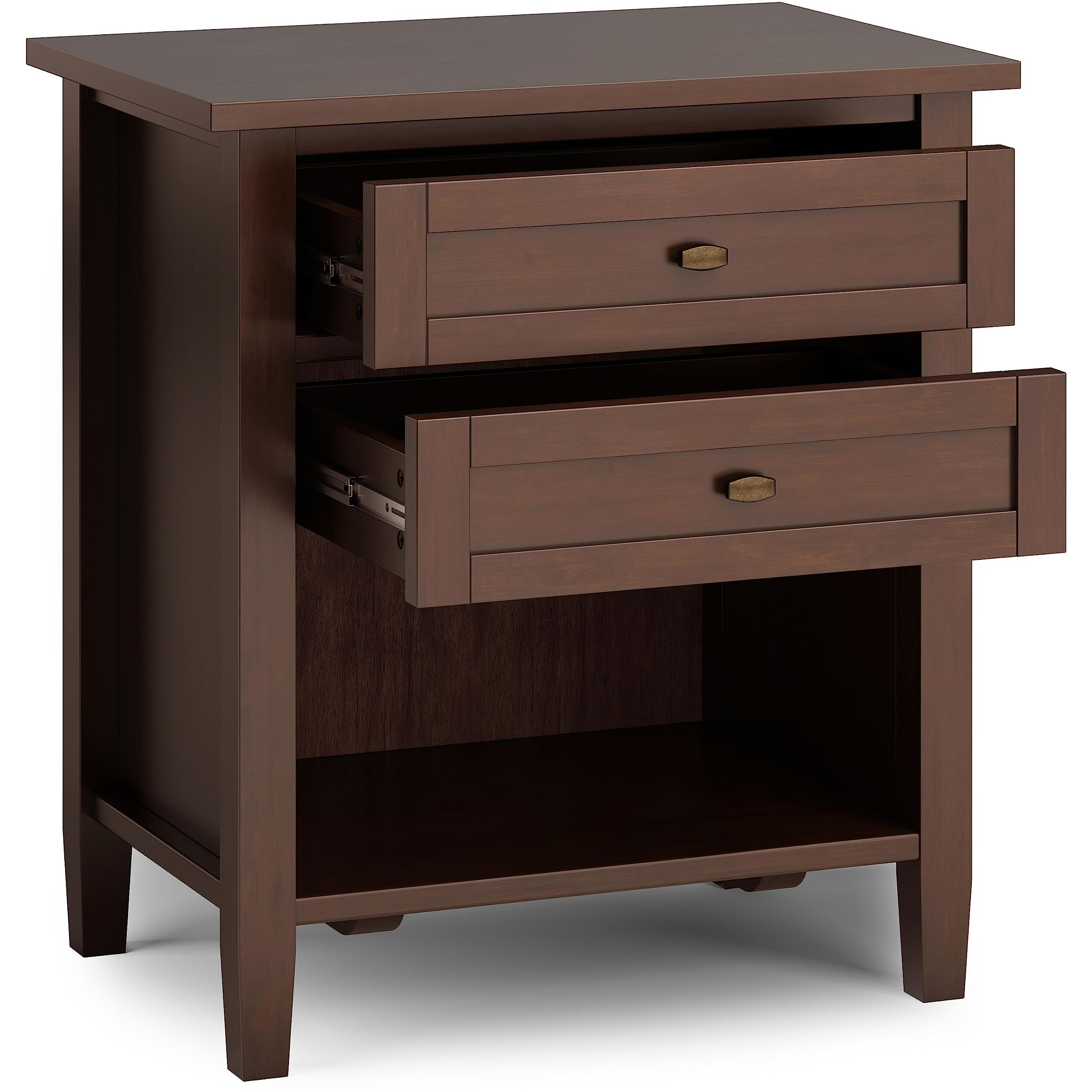 Warm Shaker SOLID WOOD Bedside Table in Russet Brown