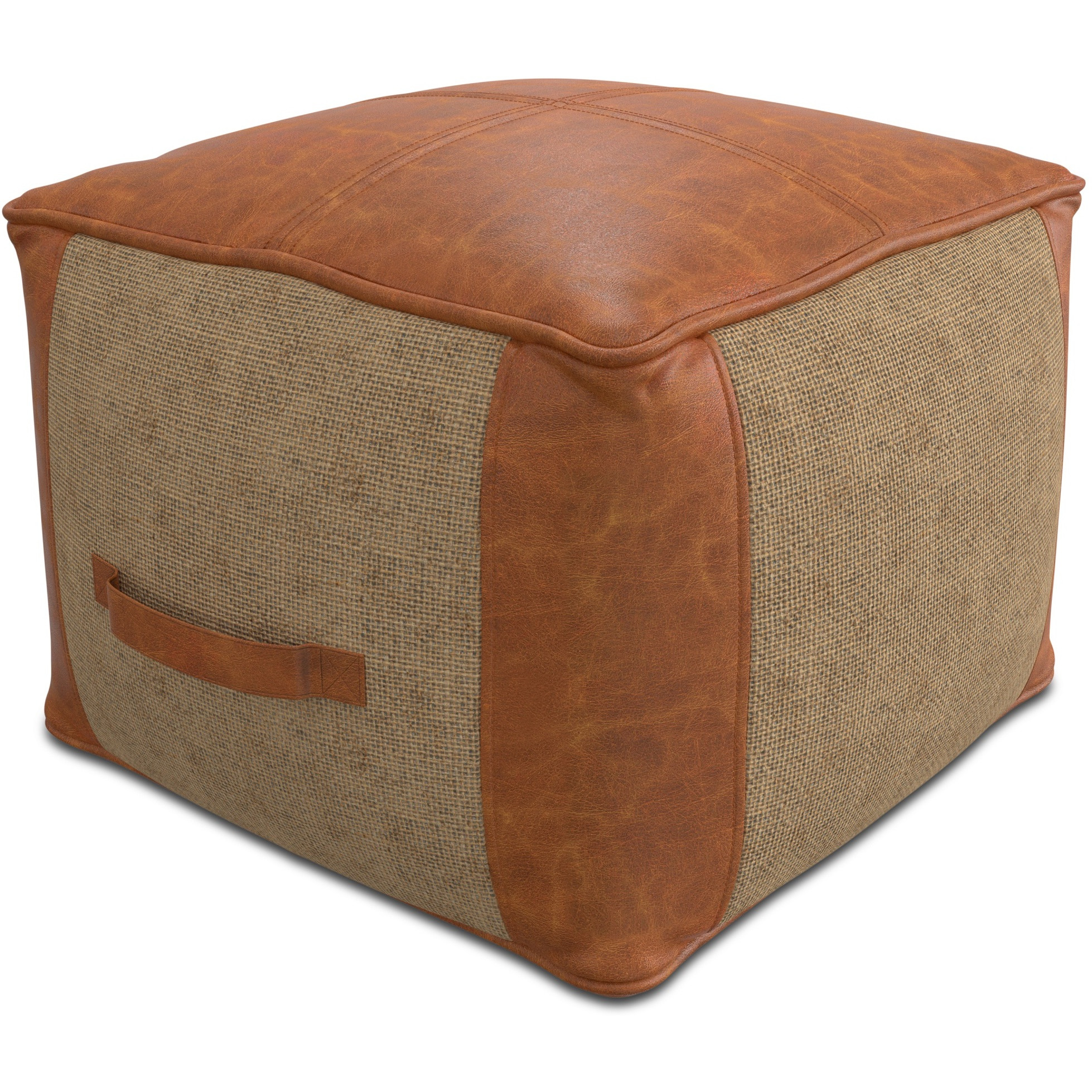 Atkinson Pouf  in Tan Genuine Leather