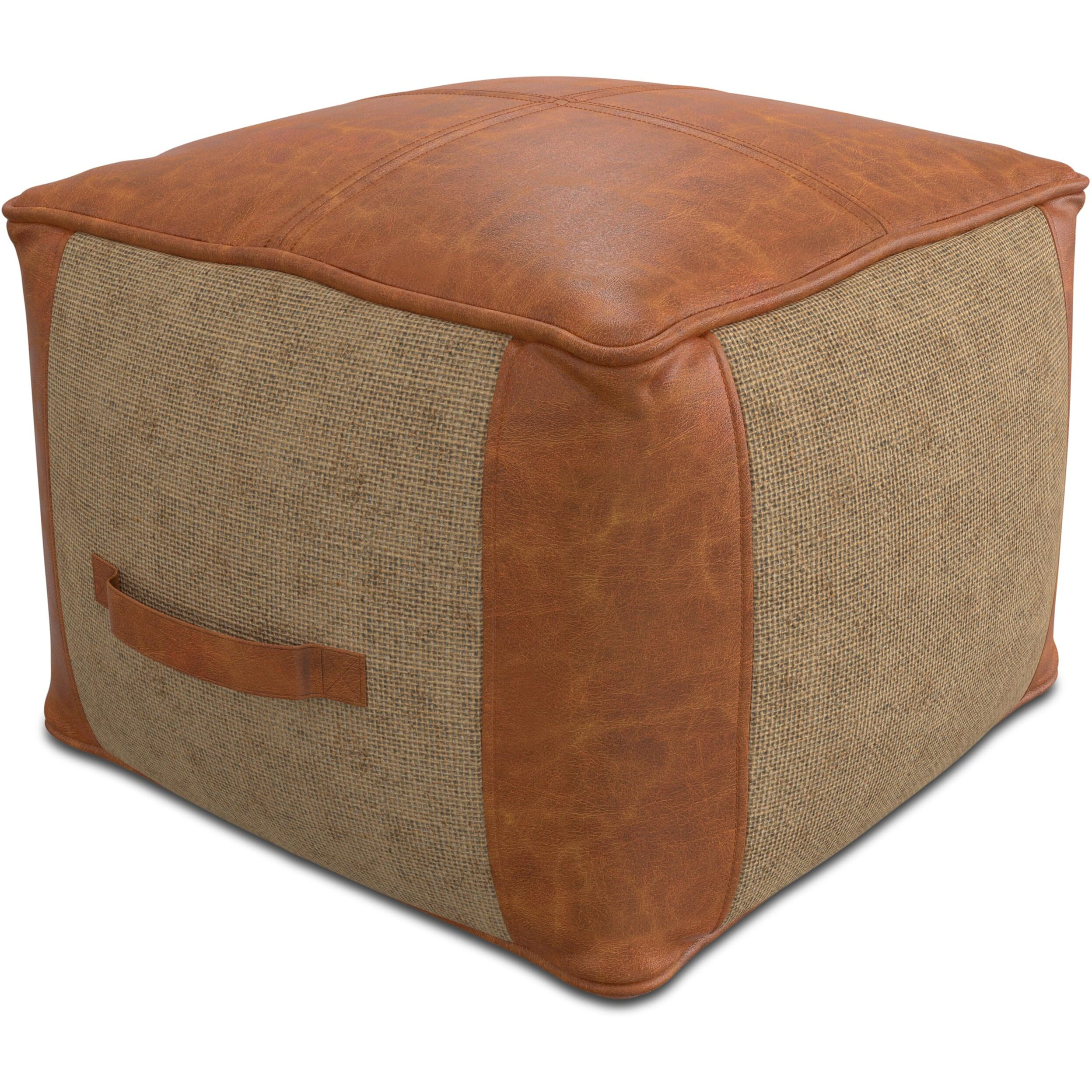 Atkinson Pouf  in Tan Genuine Leather