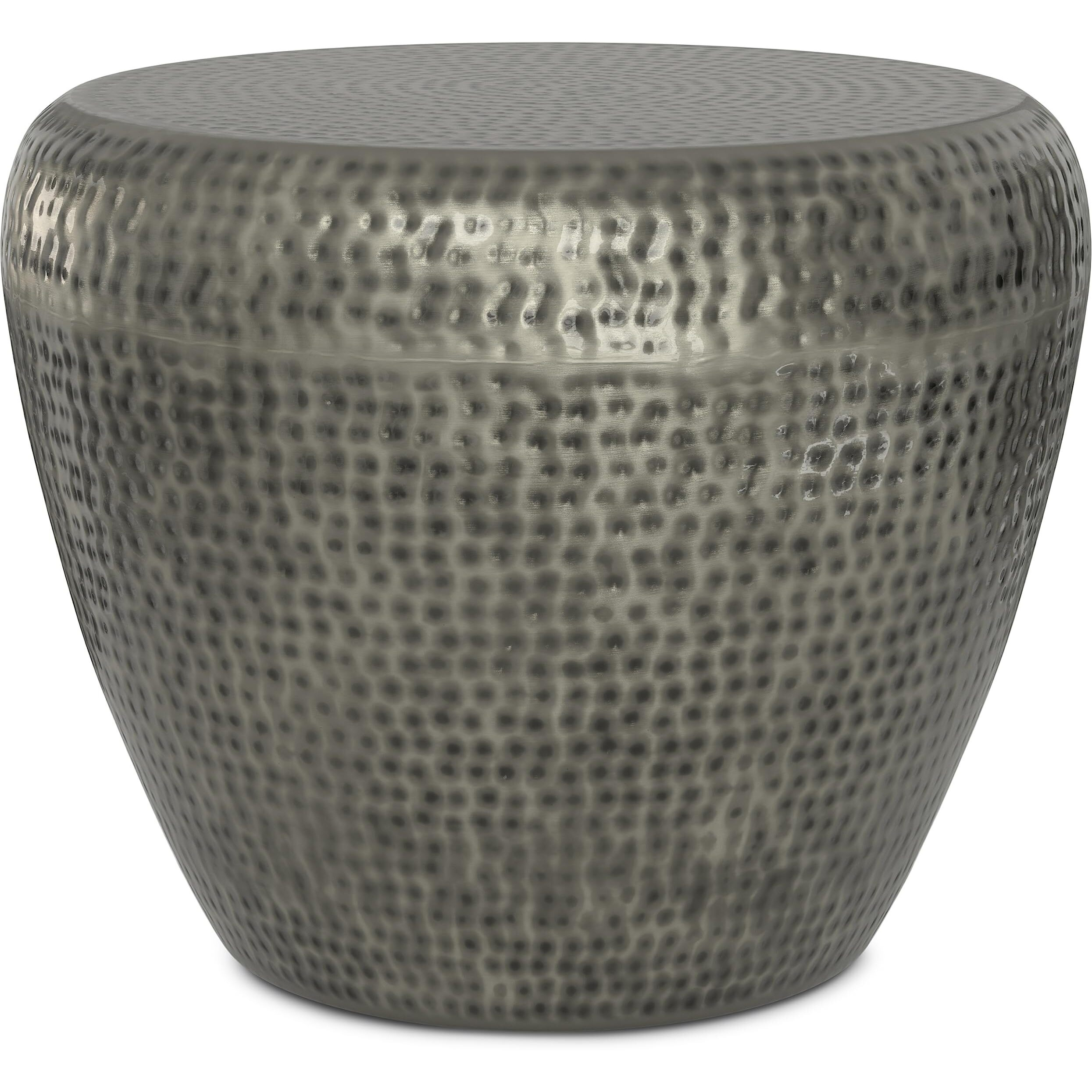 Preston Metal Side Table in Antique Silver