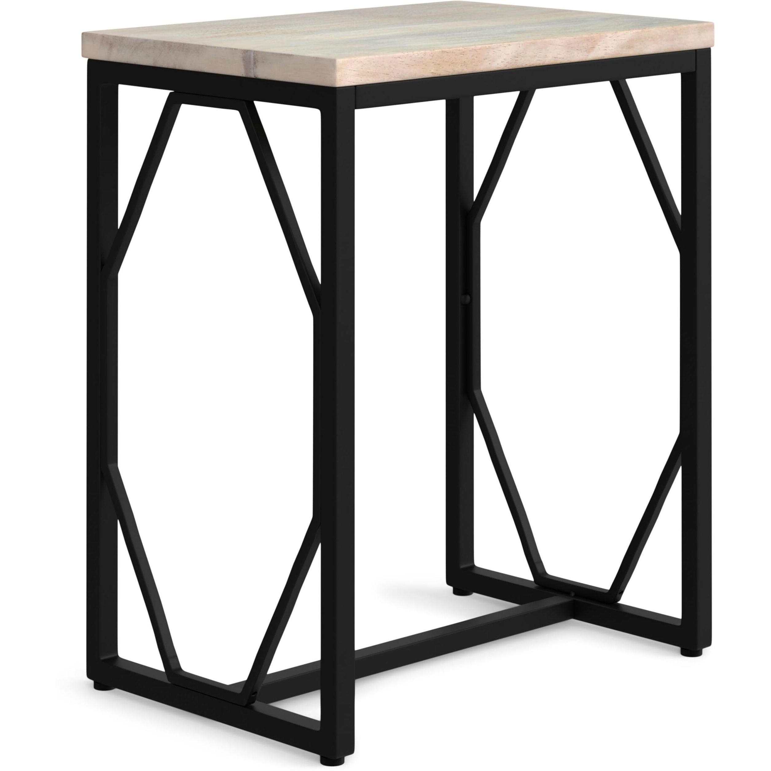 Selma Metal and Wood Accent Table in White Wash