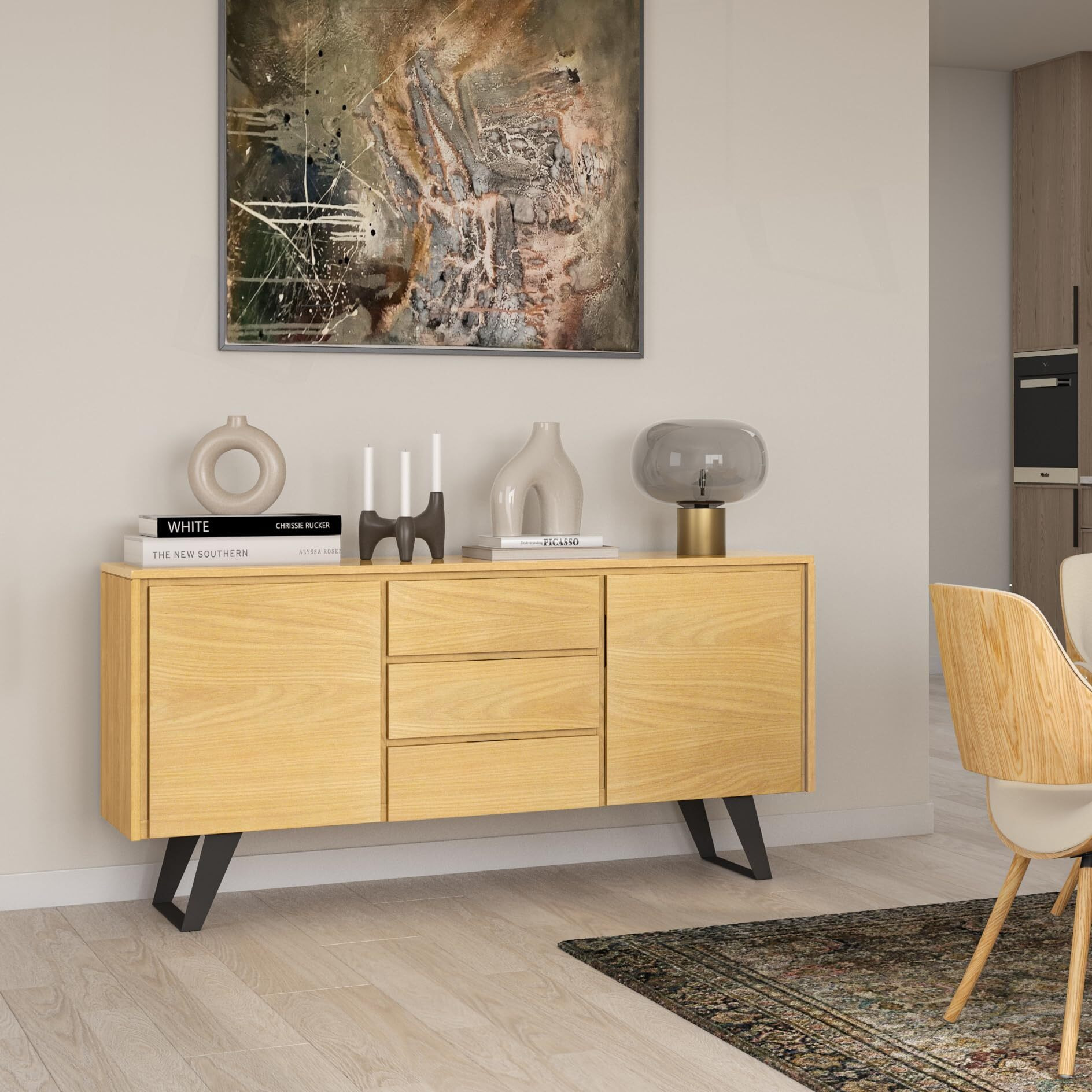 Lowry Sideboard Buffet in Oak Veneer