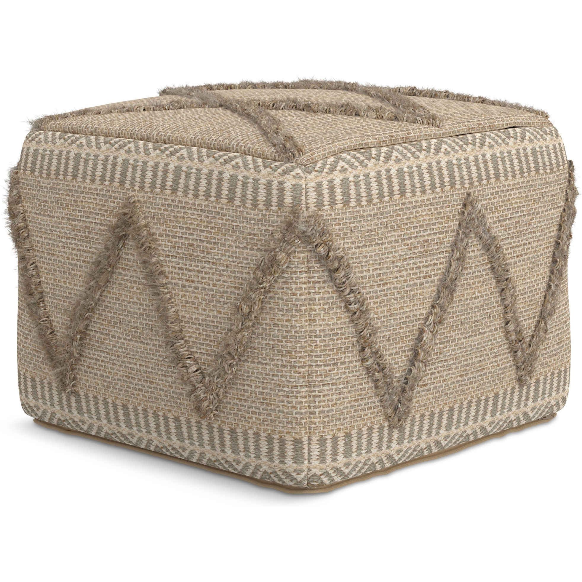 Sweeney Square Pouf in Brown Handloom Woven Pattern