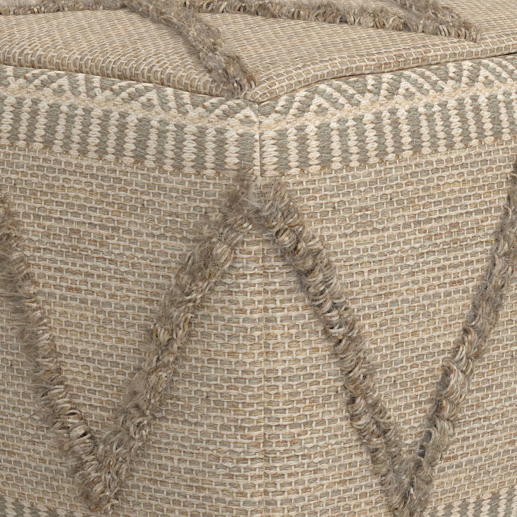 Sweeney Square Pouf in Brown Handloom Woven Pattern