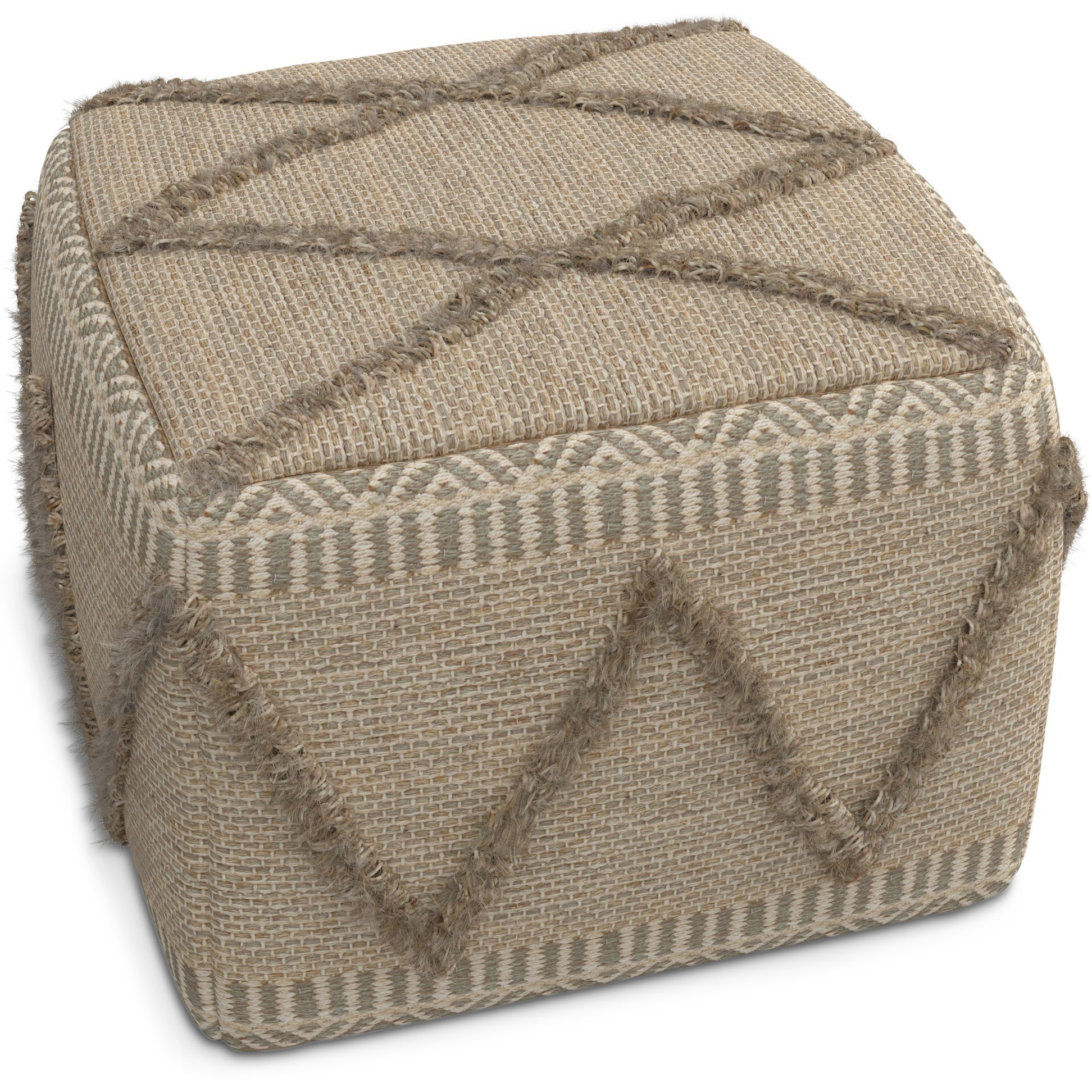 Sweeney Square Pouf in Brown Handloom Woven Pattern
