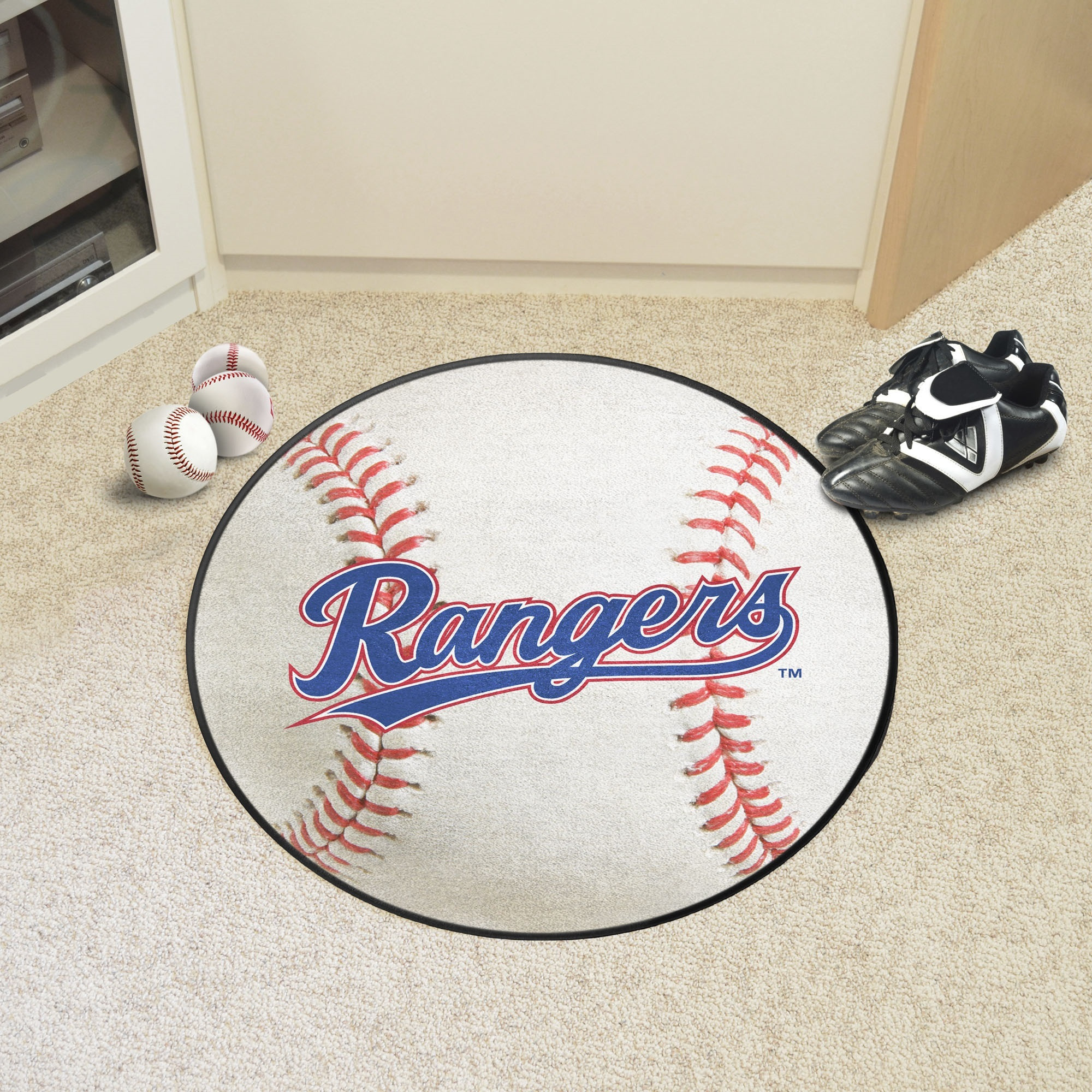 Texas Rangers Baseball Rug - 27in. Diameter