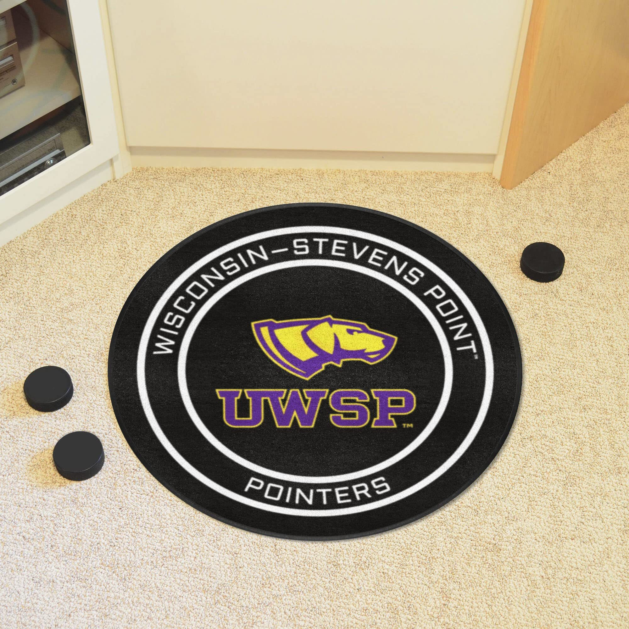Wisconsin-Stevens Point Hockey Puck Rug - 27in. Diameter