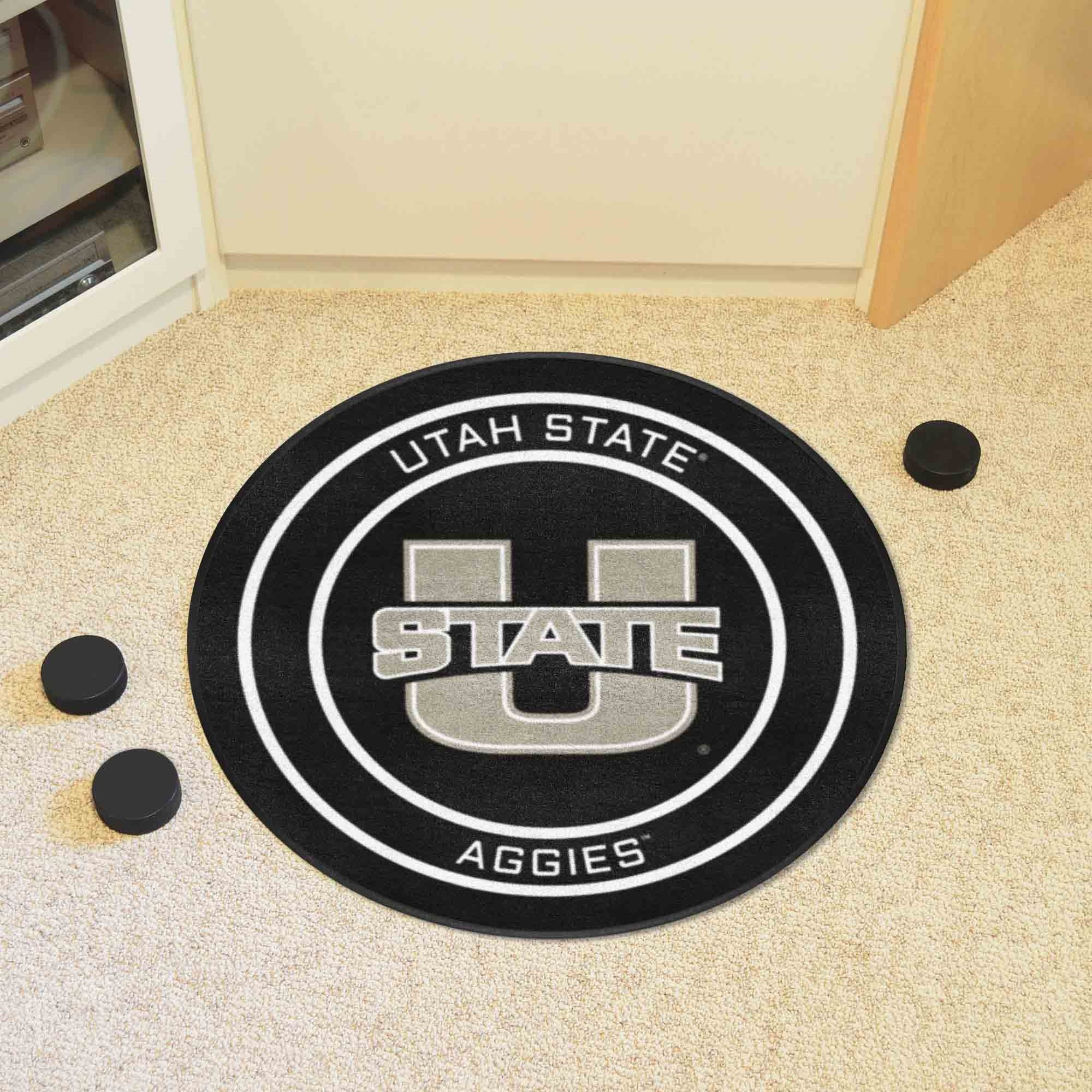 Utah State Hockey Puck Rug - 27in. Diameter