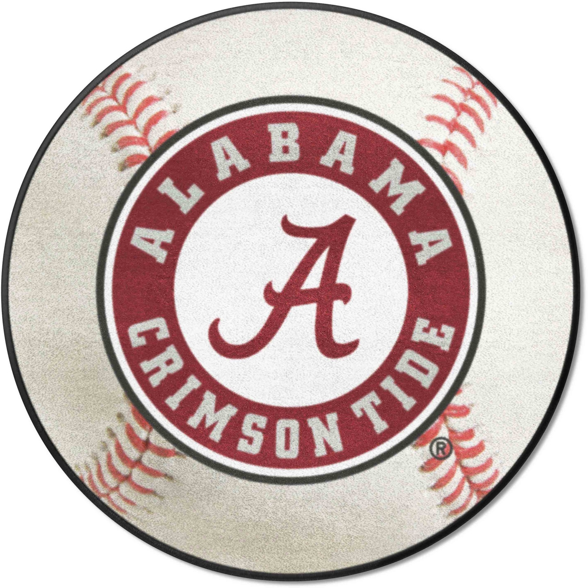 Alabama Crimson Tide Baseball Rug, Round Logo - 27in. Diameter