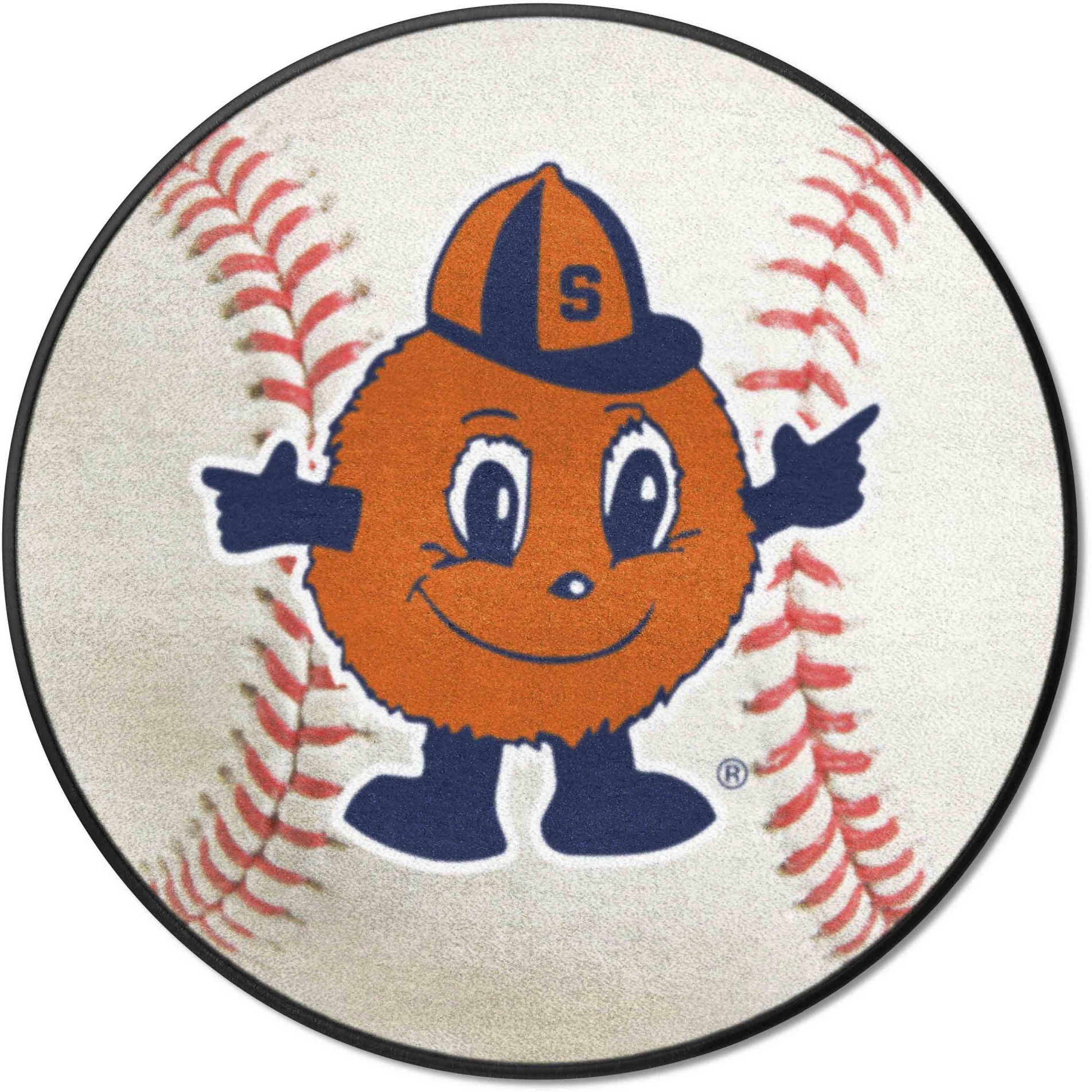 Syracuse Orange Baseball Rug, Otto Mascot Logo - 27in. Diameter
