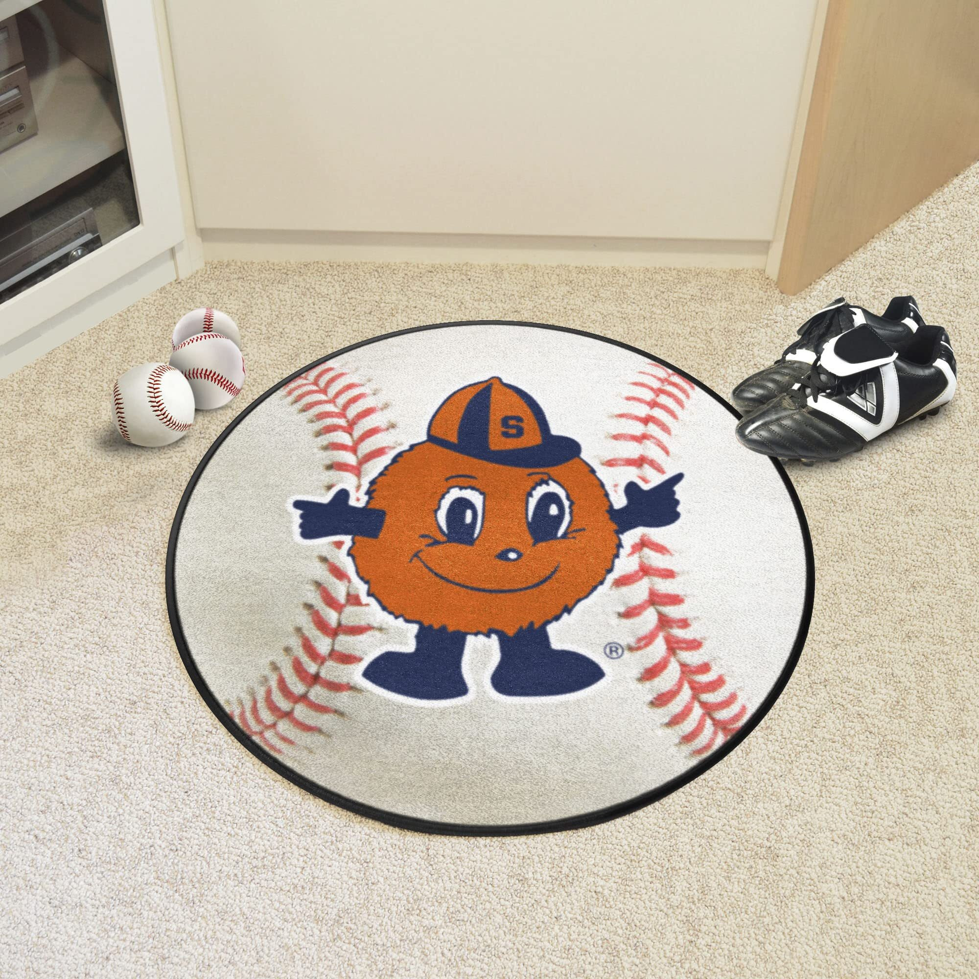 Syracuse Orange Baseball Rug, Otto Mascot Logo - 27in. Diameter