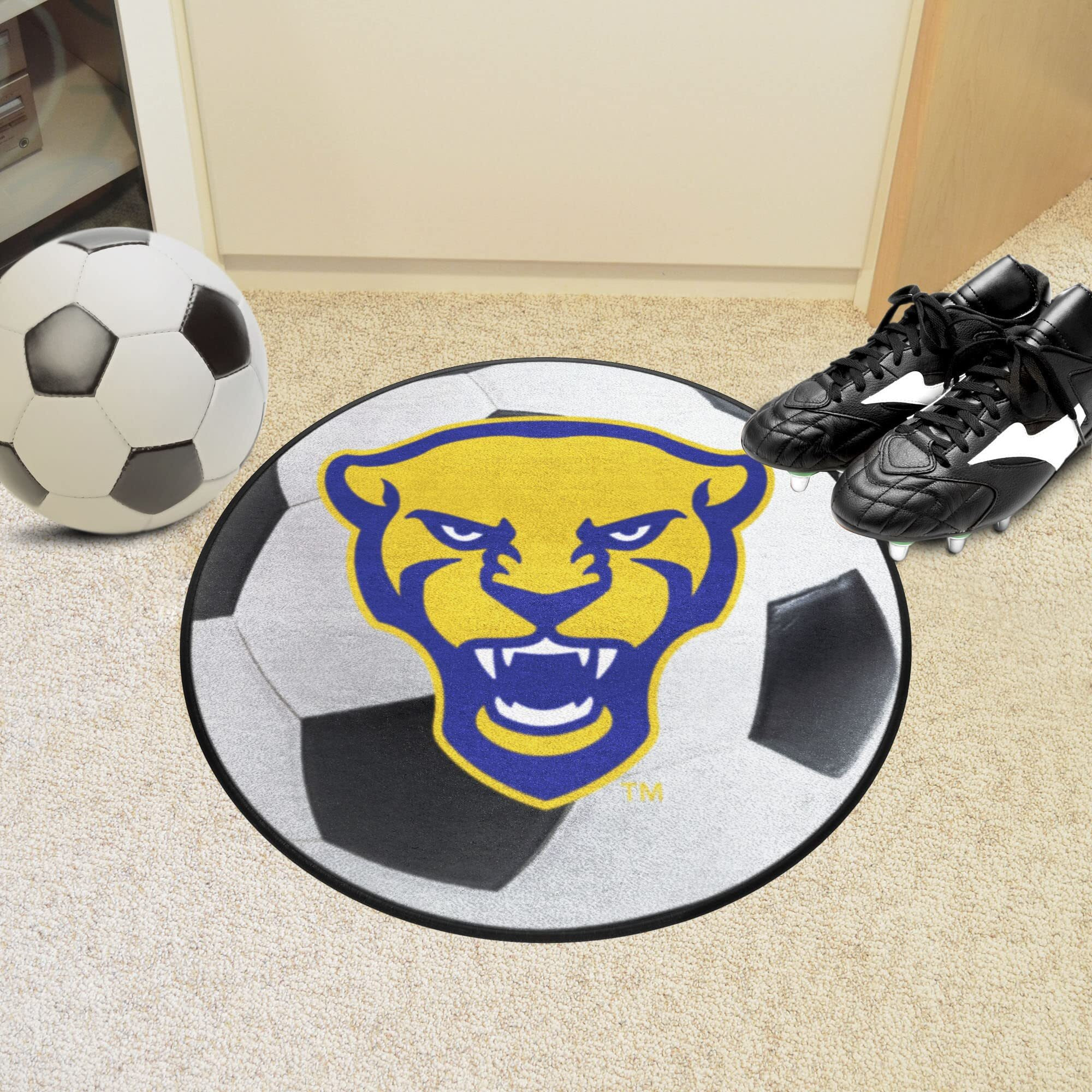 Pitt Panthers Soccer Ball Rug, Panther Logo - 27in. Diameter