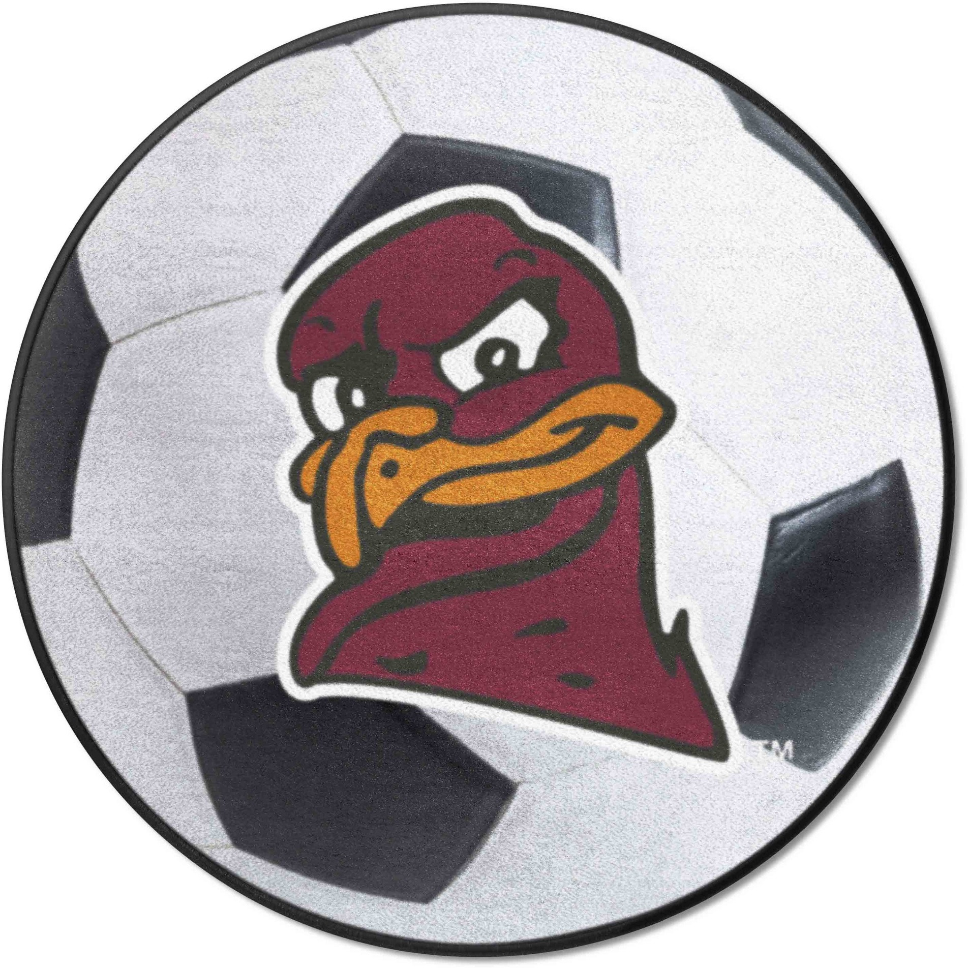 Virginia Tech Hokies Soccer Ball Rug, Hokie Bird Logo - 27in. Diameter